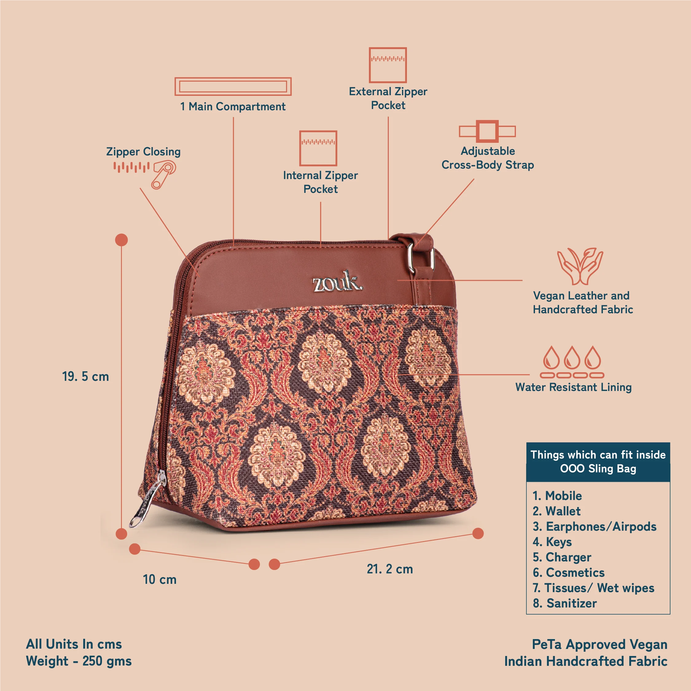 Jodhpur Damask OOO Sling Bag - Image 5