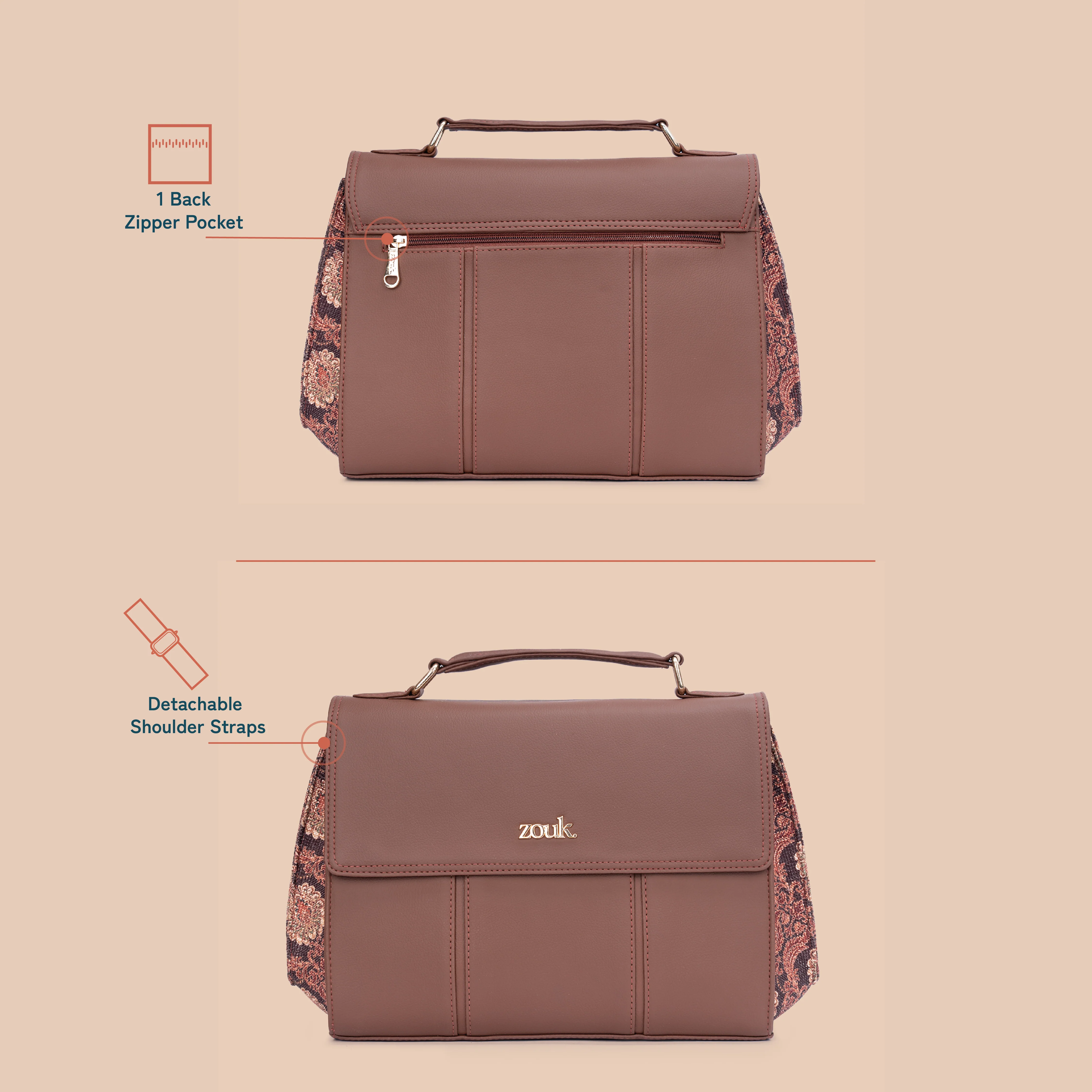 Rhea Kapoor Satchel Bag - Jodhpur Damask - Image 4