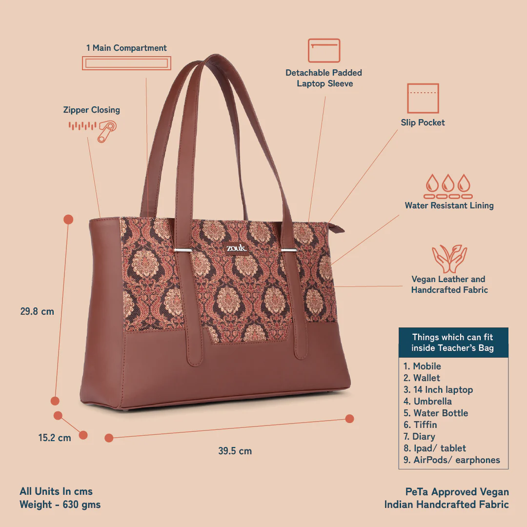 Zouk Jodhpur Damask Maya Multitasker ToteĀ Bag - Image 6