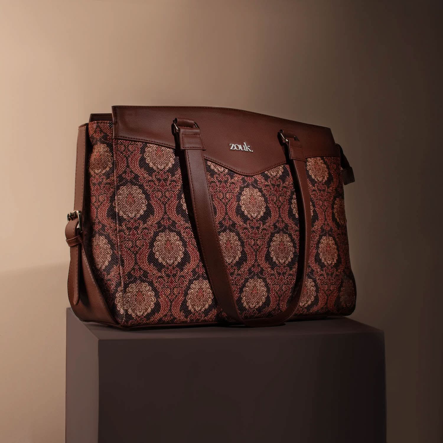 Jodhpur Damask Women's Work Bag Brown