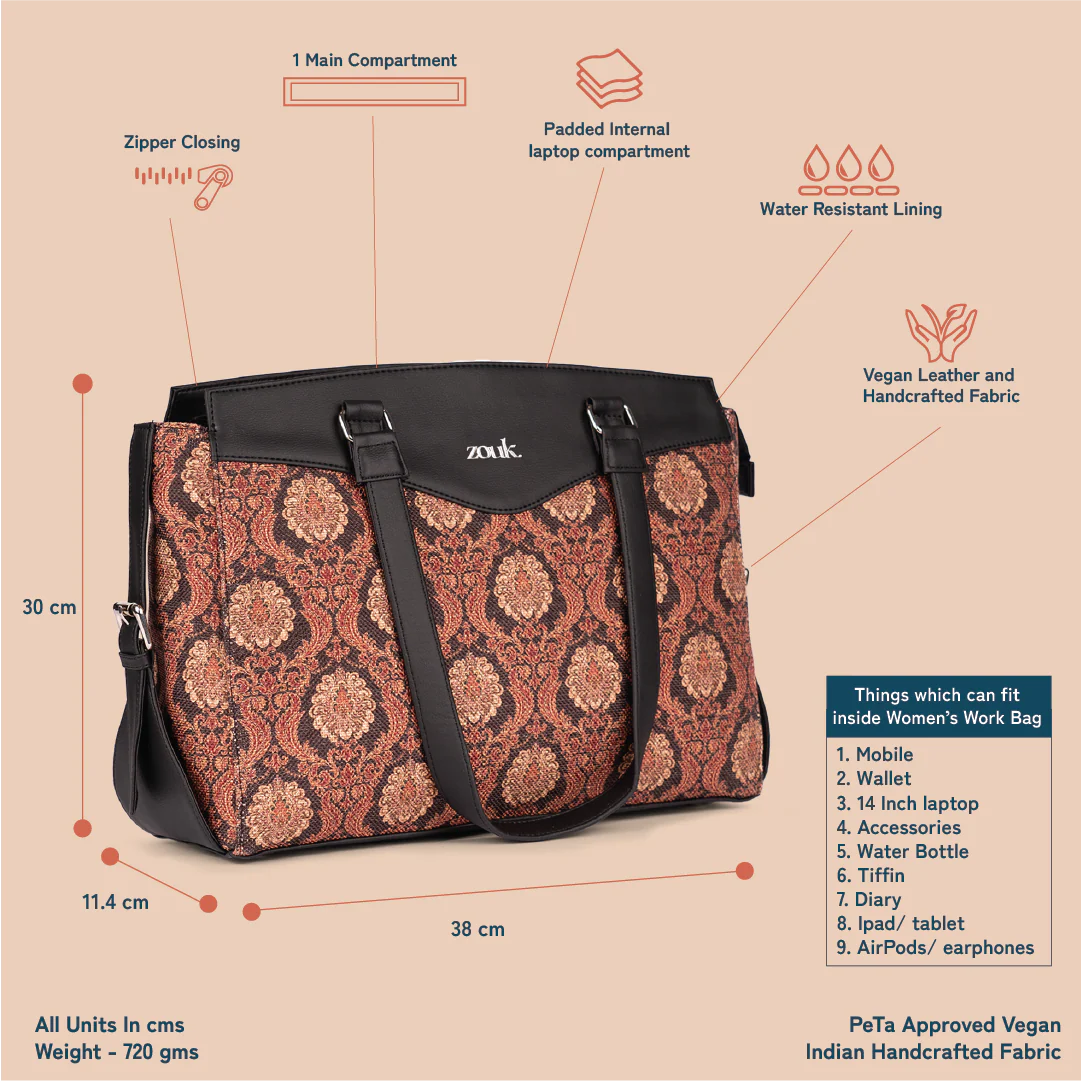 Jodhpur Damask Women's Work Bag - Image 5