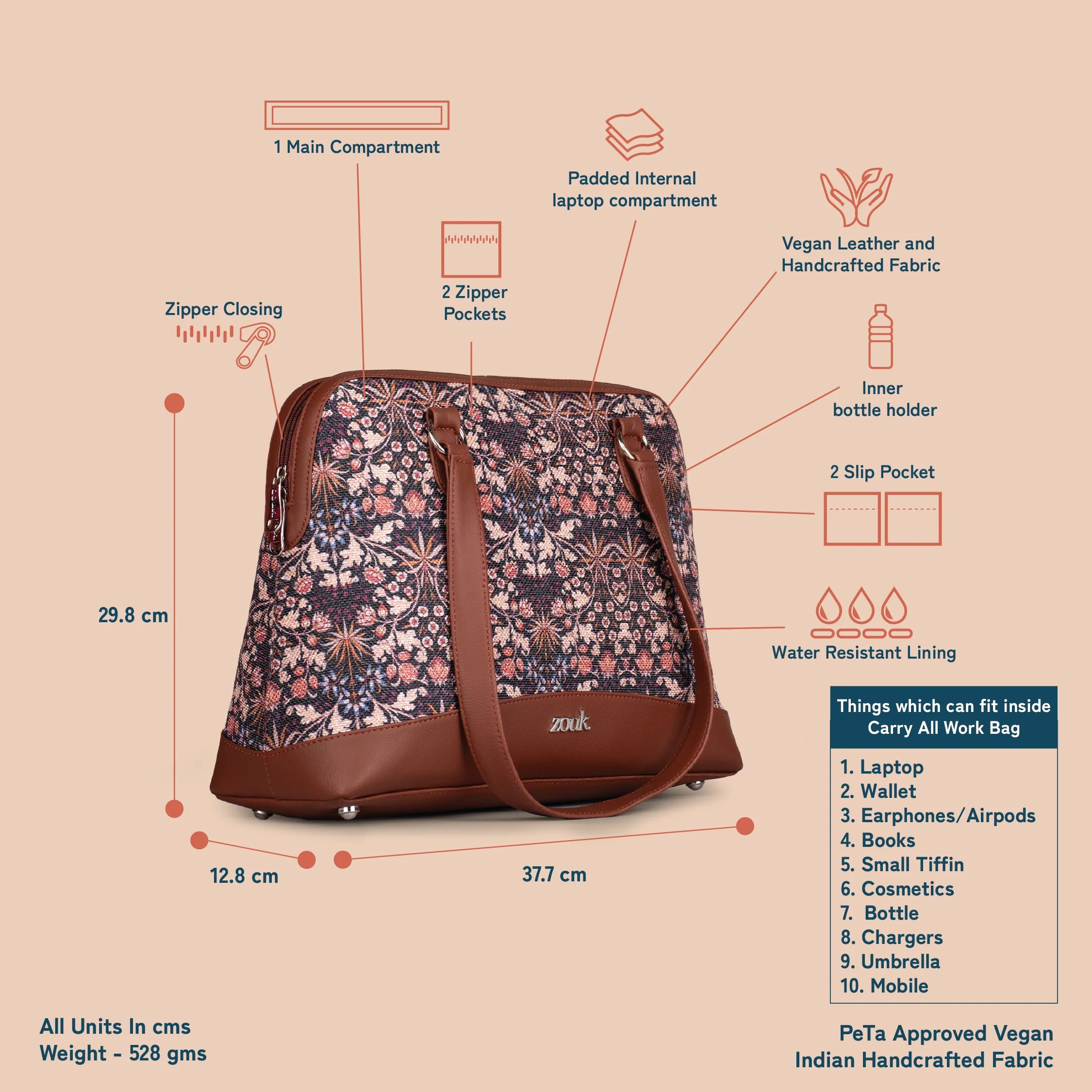 Kashmir Blooms Carry All Work Bag - Image 5