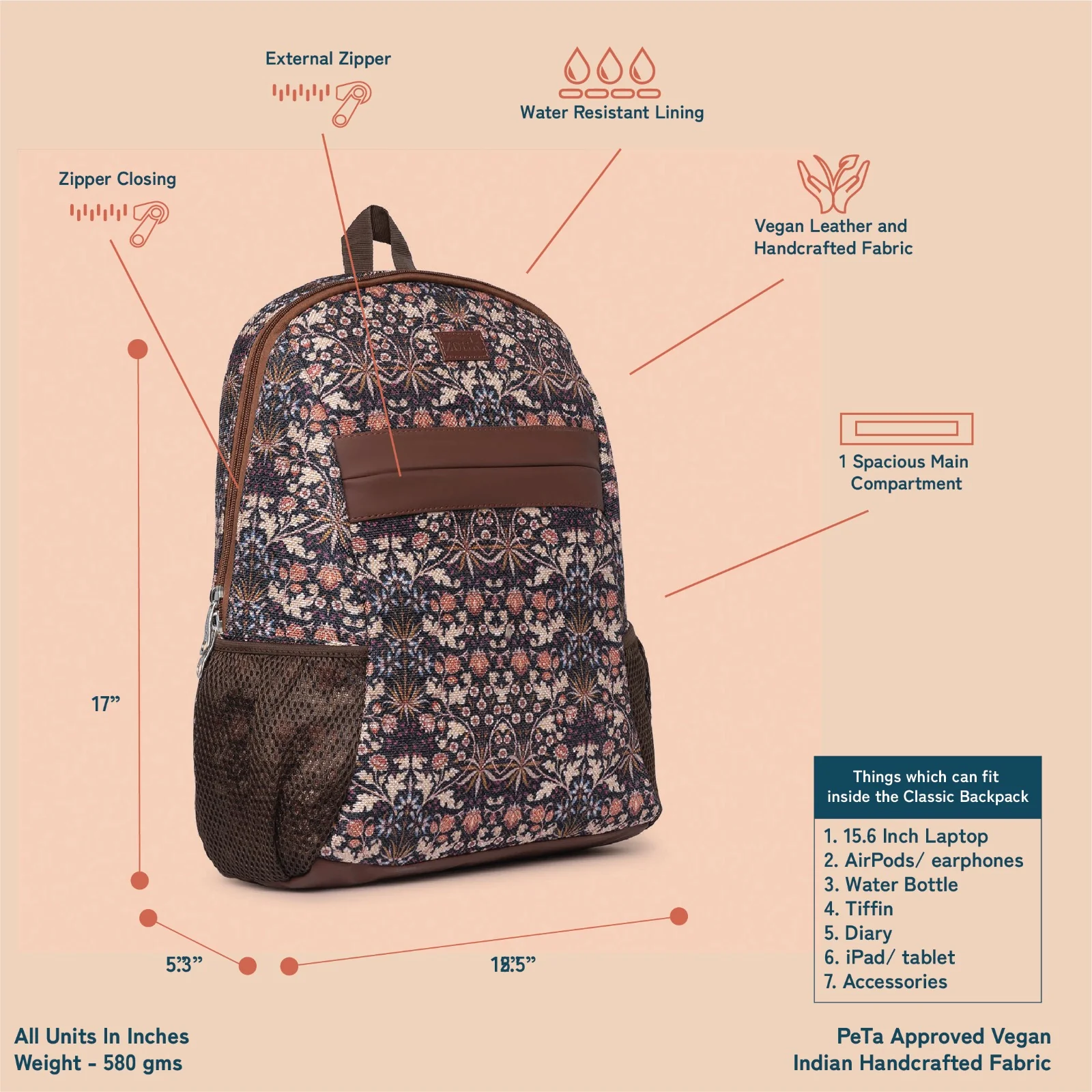 Kashmir Blooms Classic Backpack - Image 2