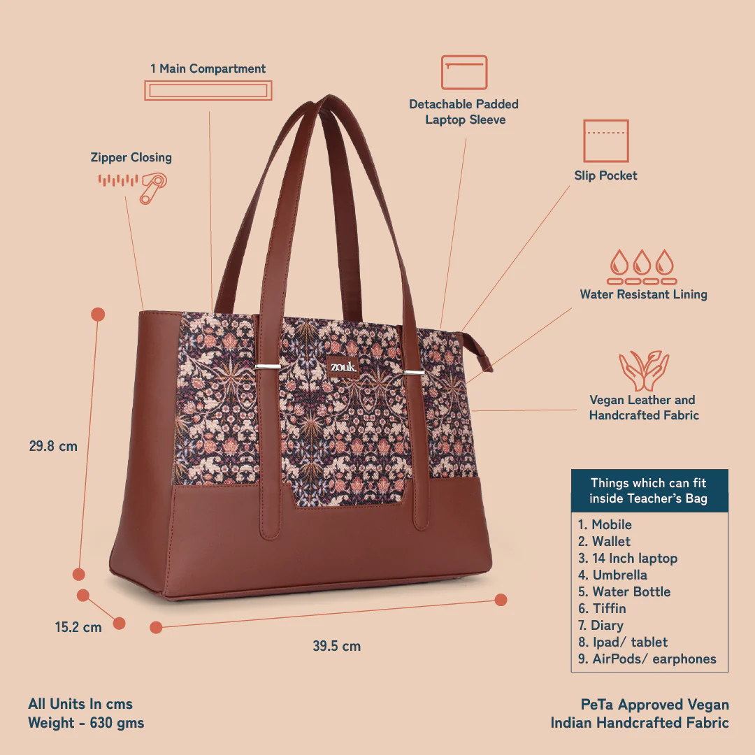 Zouk Kashmir Blooms Maya Multitasker Tote Bag - Image 7