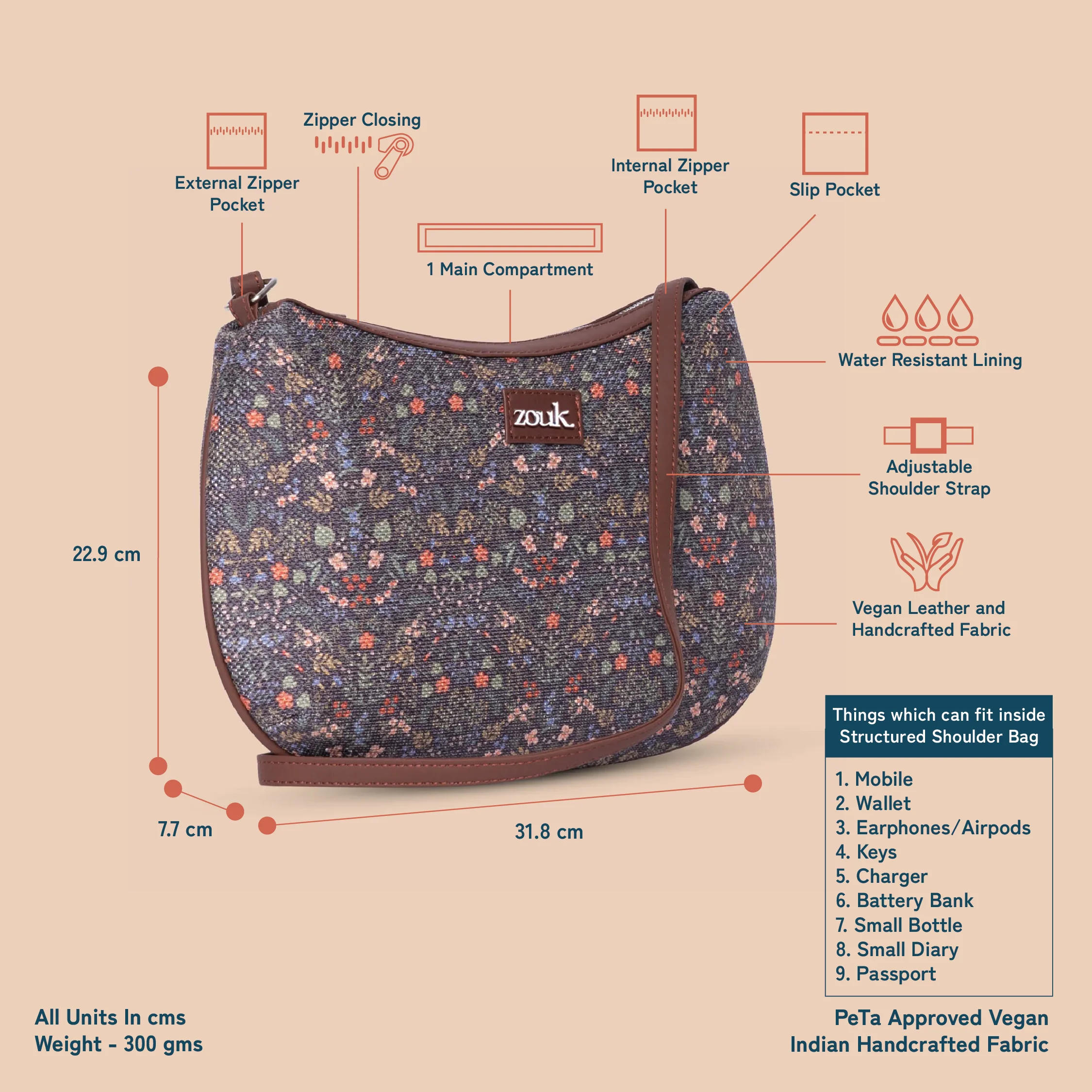 Kashmir Royals Structured Shoulder Bag - Image 3