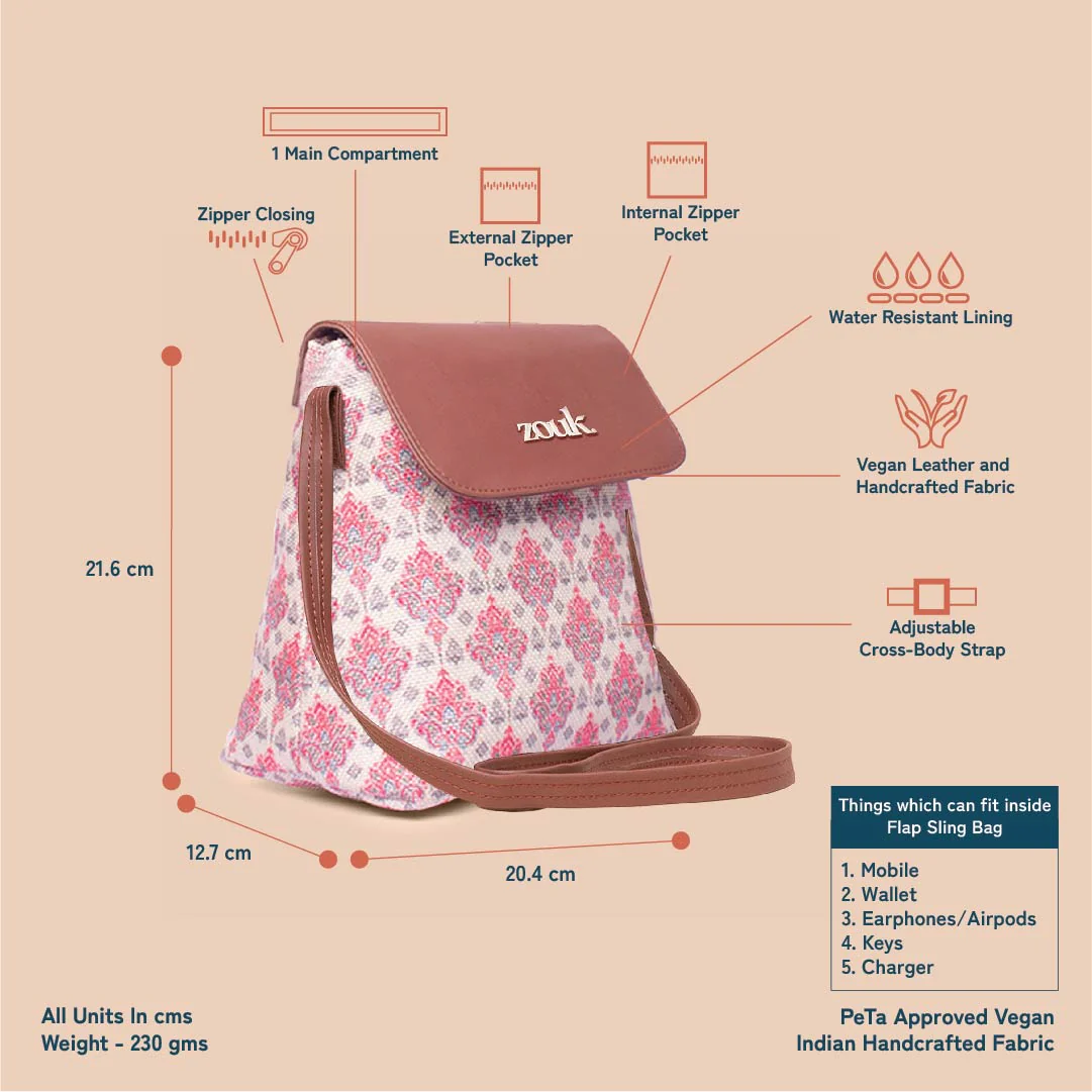 Kashmiri Tulips Flap Sling Bag - Image 3