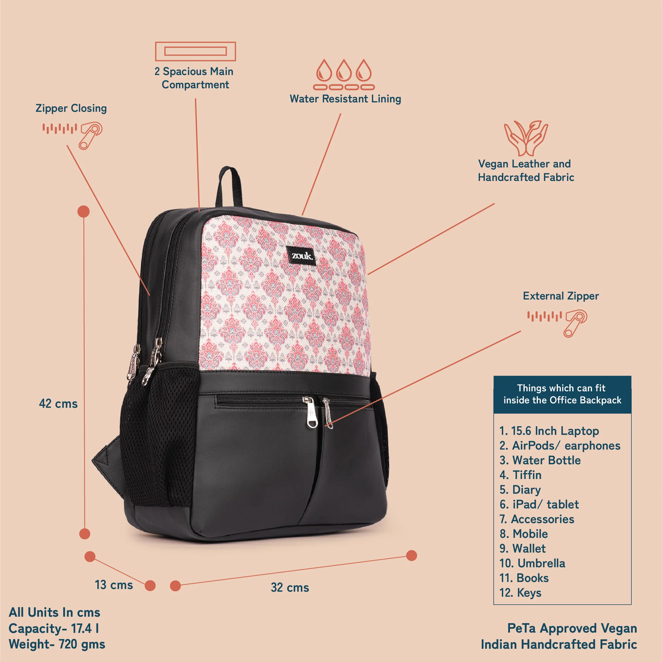 Kashmiri Tulips Office Backpack - Image 5