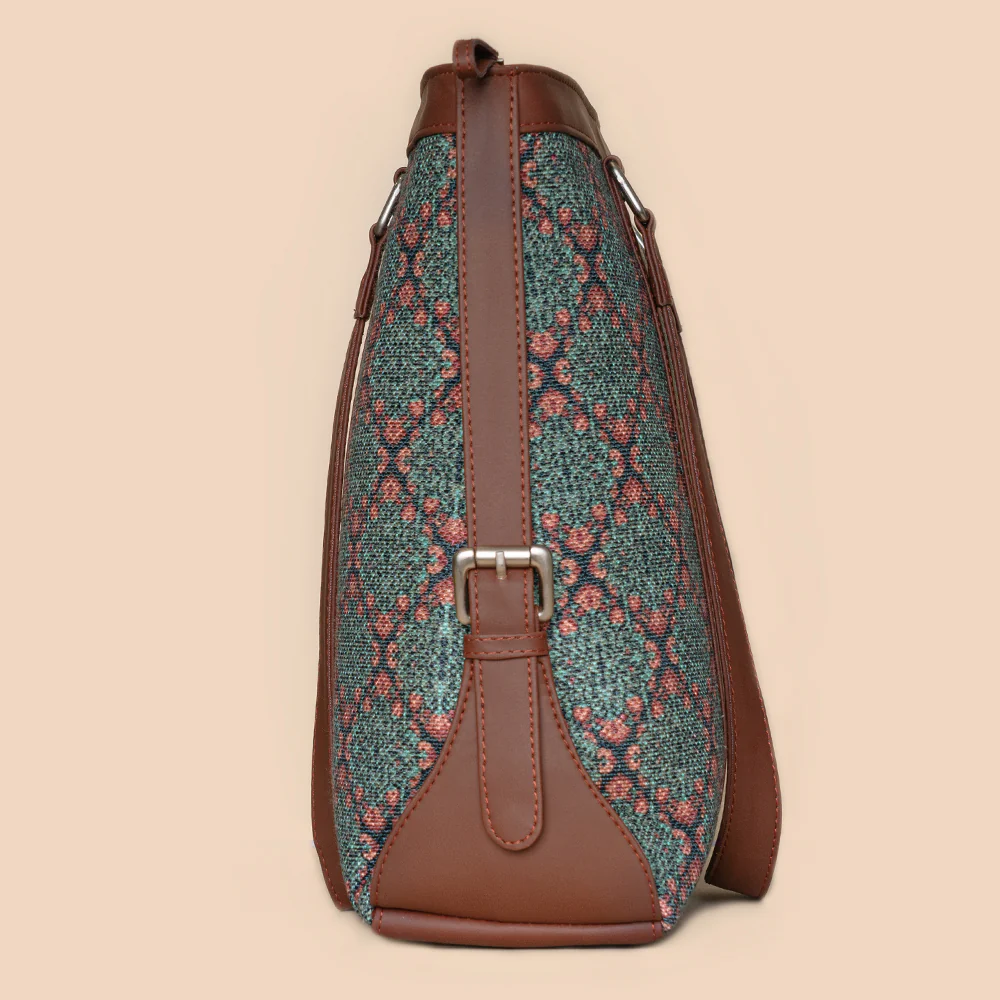 Kolkata Nouveau and Ikat GreRed - Office Bag & Chain Wallet Combo - Image 4