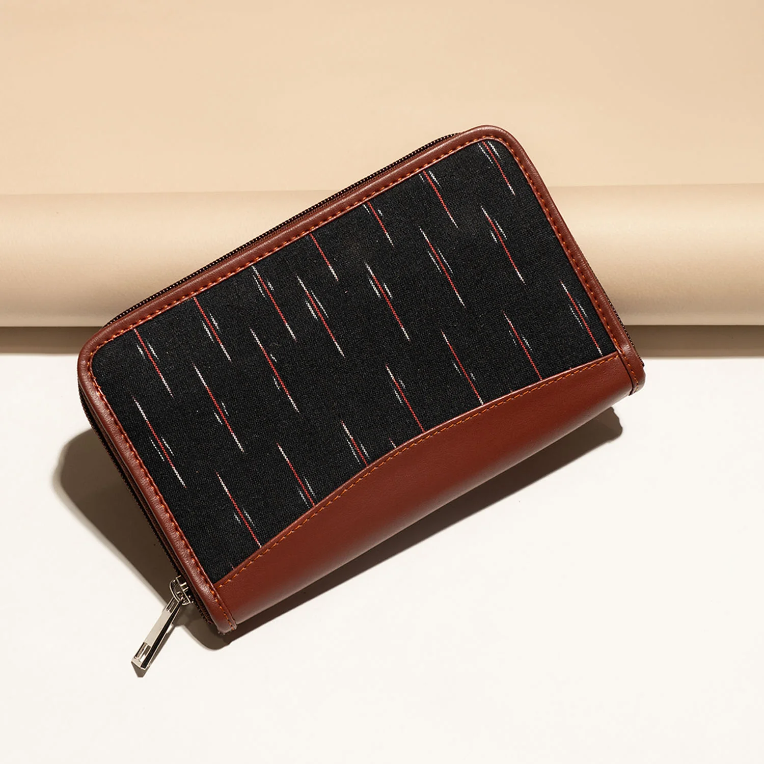 Kolkata Nouveau and Ikat GreRed - Office Bag & Chain Wallet Combo - Image 6