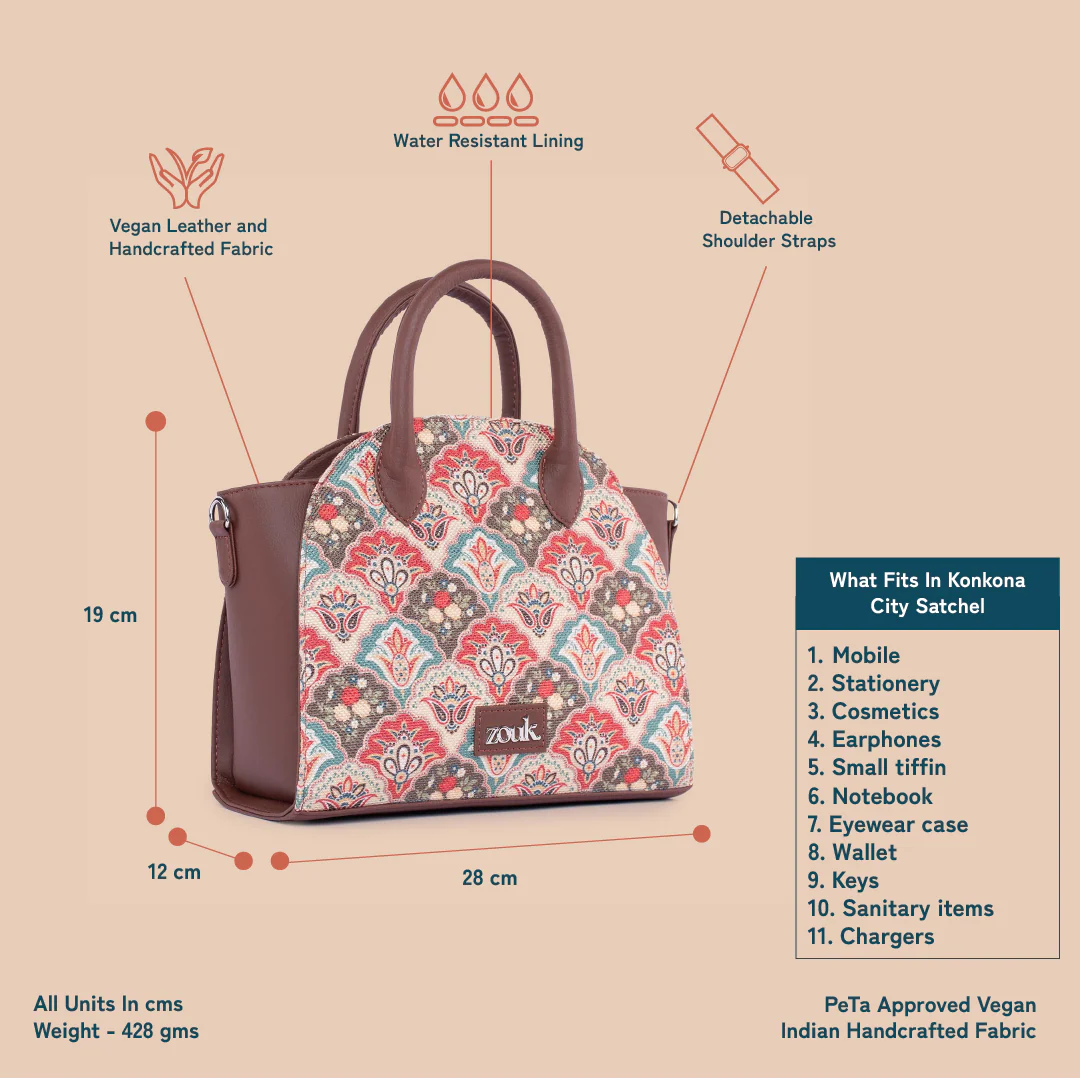Konkona City Satchel Bag - Mughal Art Multicolor - Image 6