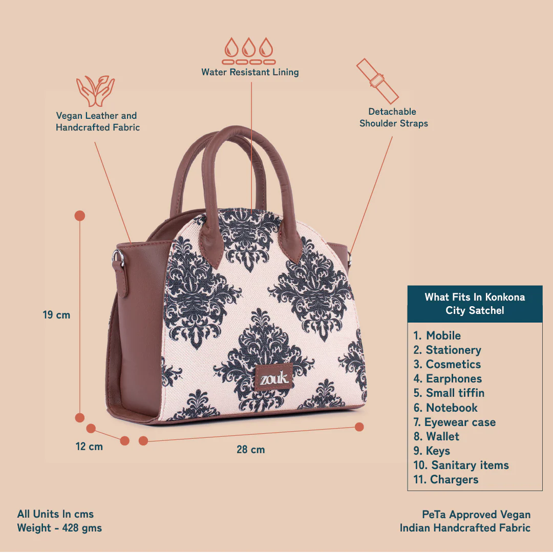 Konkona City Satchel Bag - Mughal Motif - Image 5