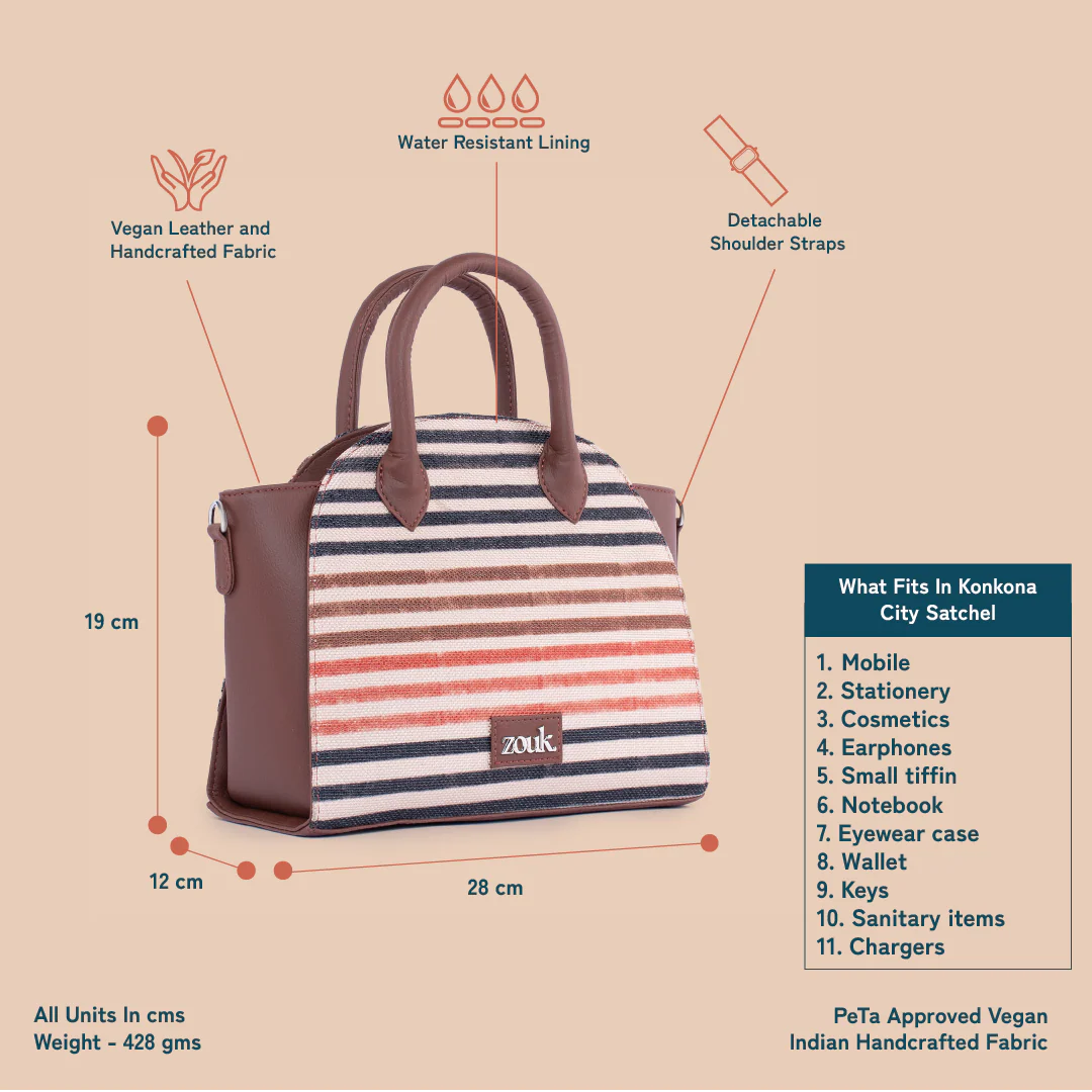 Konkona City Satchel Bag - Qutub Stripes - Image 5