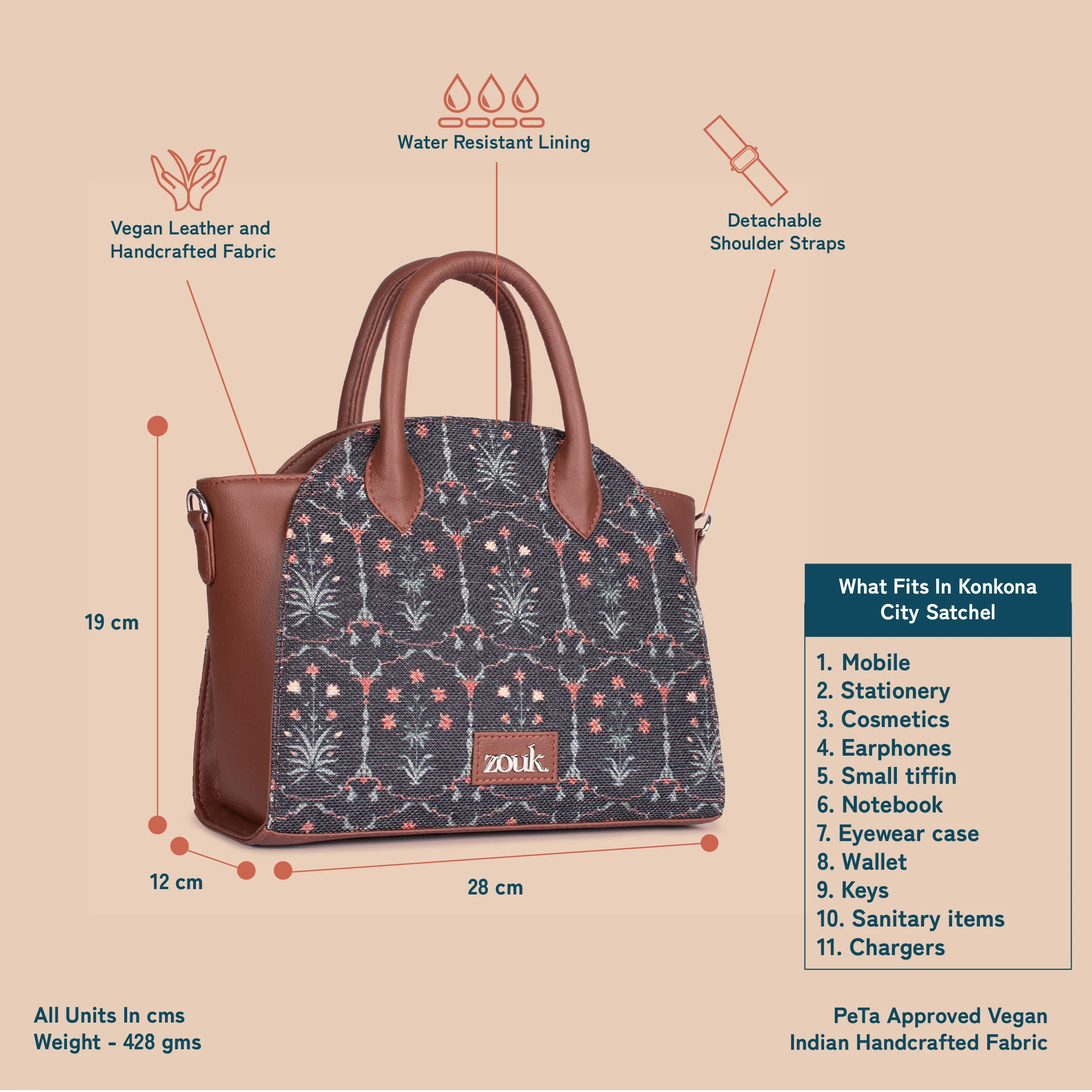 Konkona City Satchel Bag - Taj Guldasta - Image 5