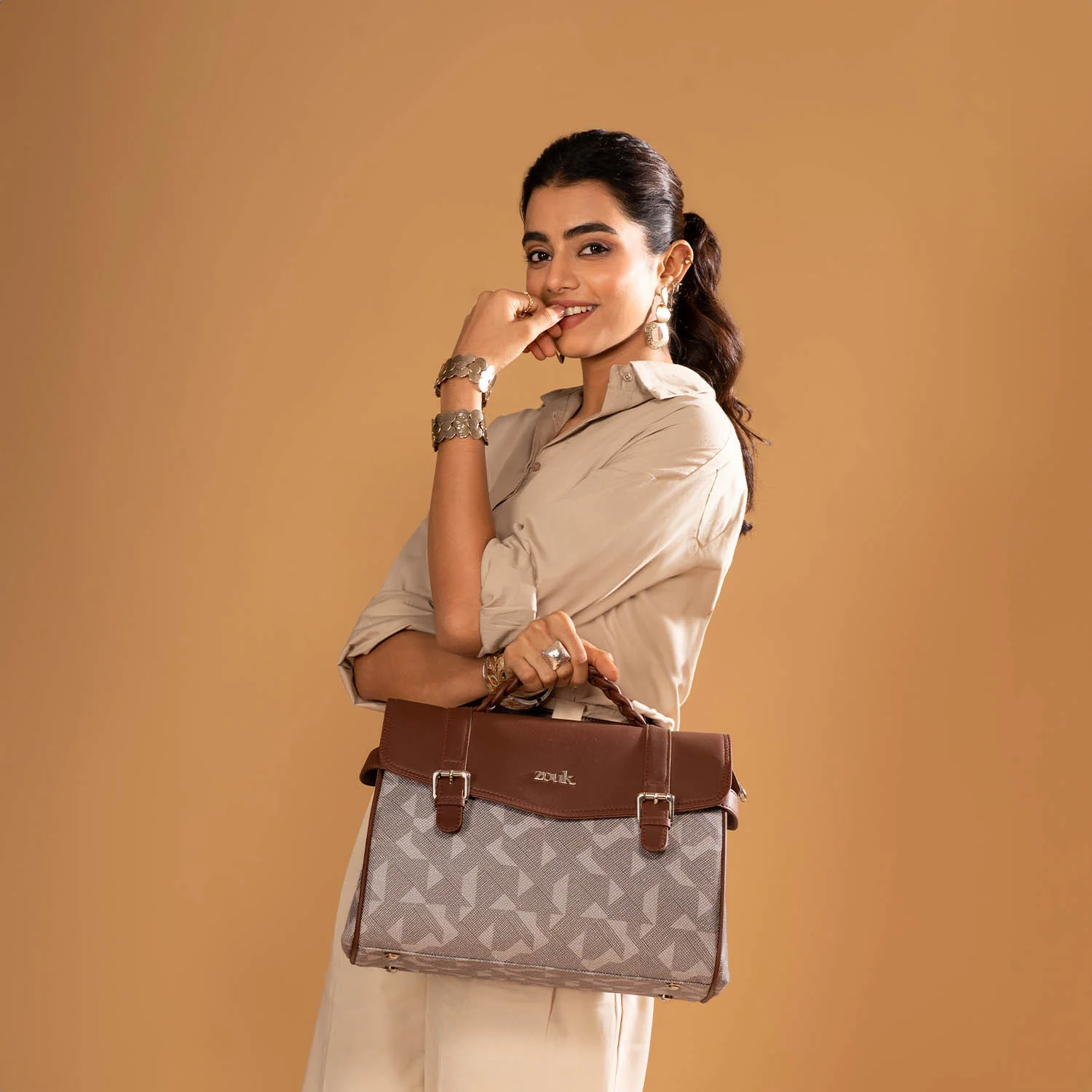 Konkona Heritage Satchel Bag - Aravalli Abstract