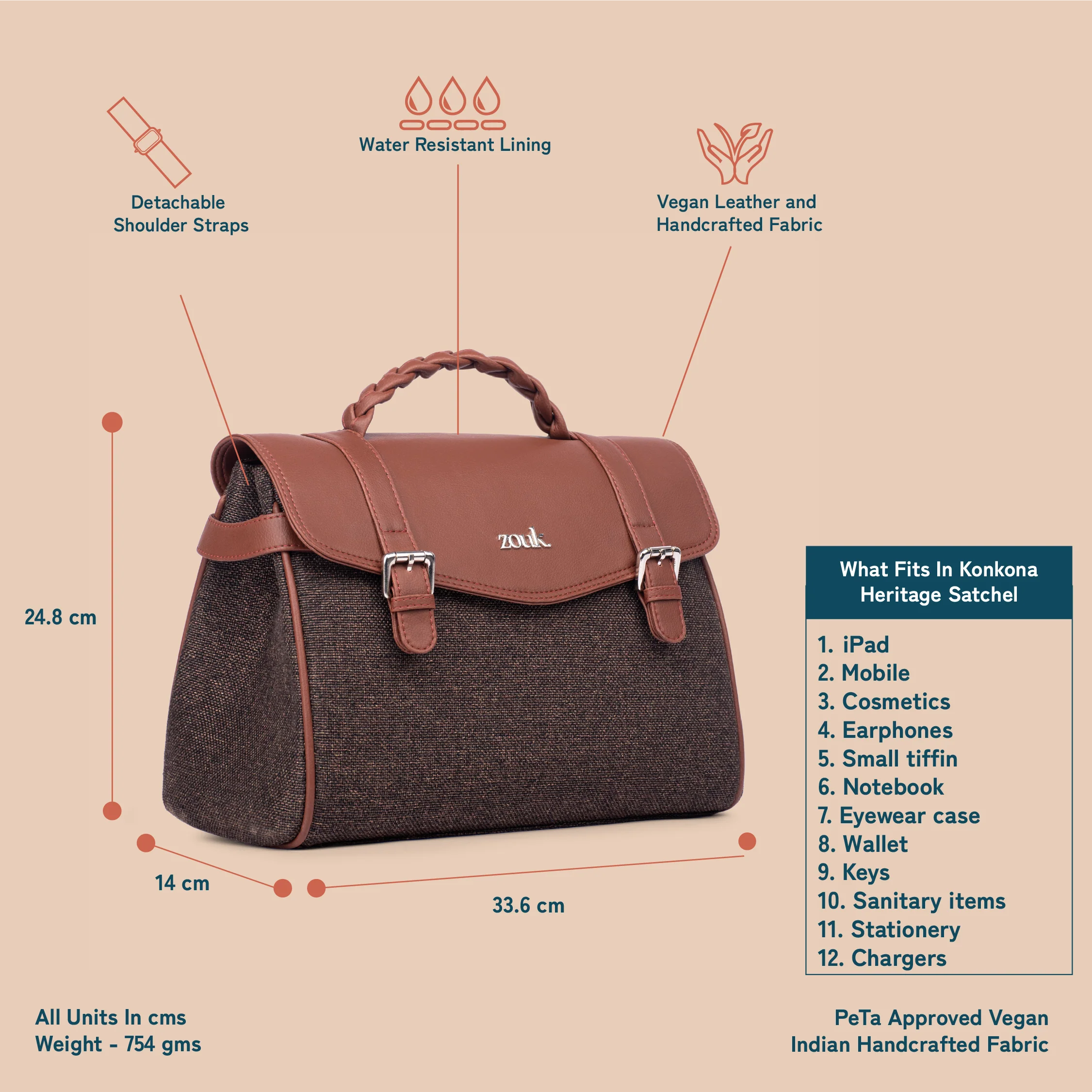 Konkona Heritage Satchel Bag - Bristel - Image 3