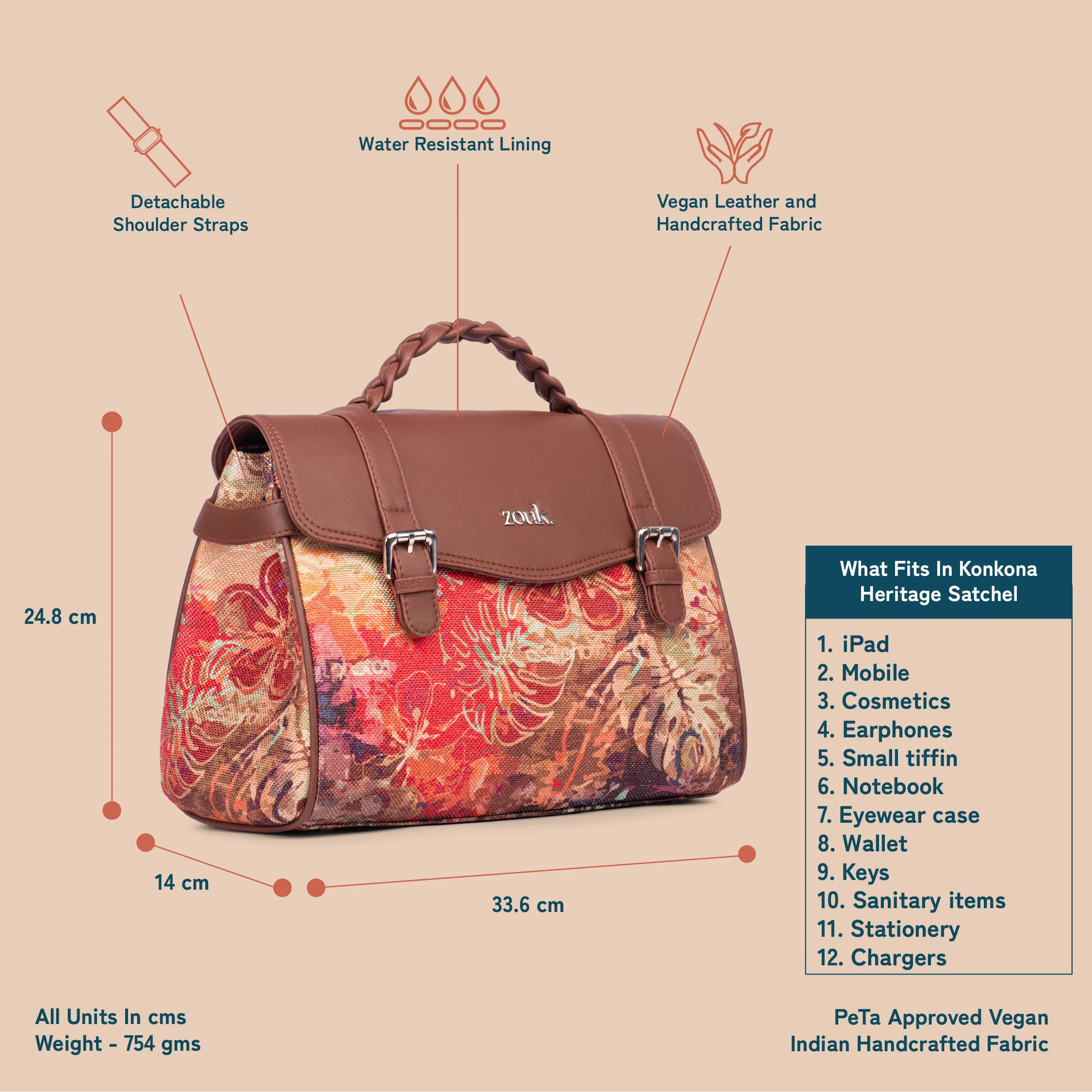 Konkona Heritage Satchel Bag - FloLov - Image 3