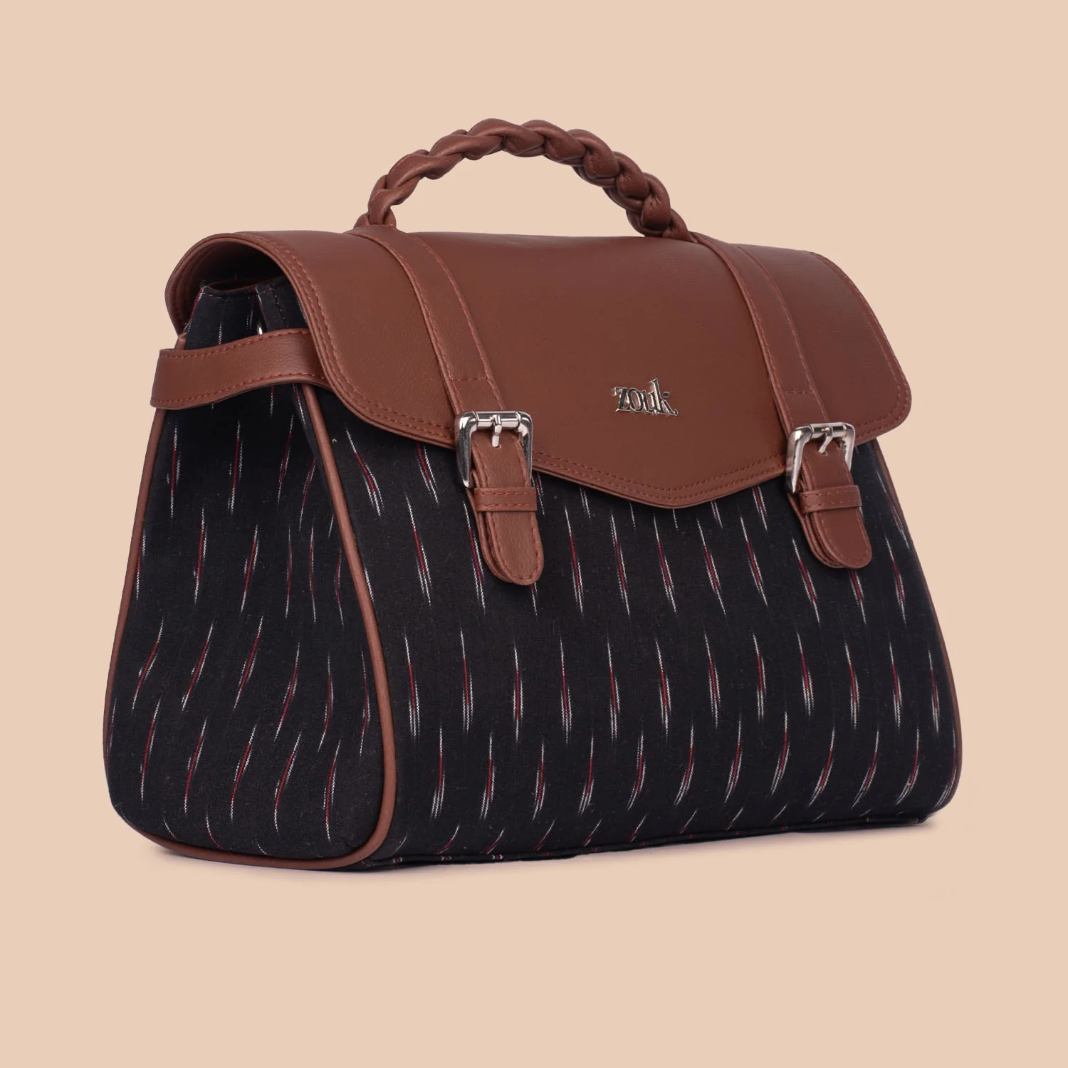 Konkona Heritage Satchel Bag - Ikat GreRed - Image 2