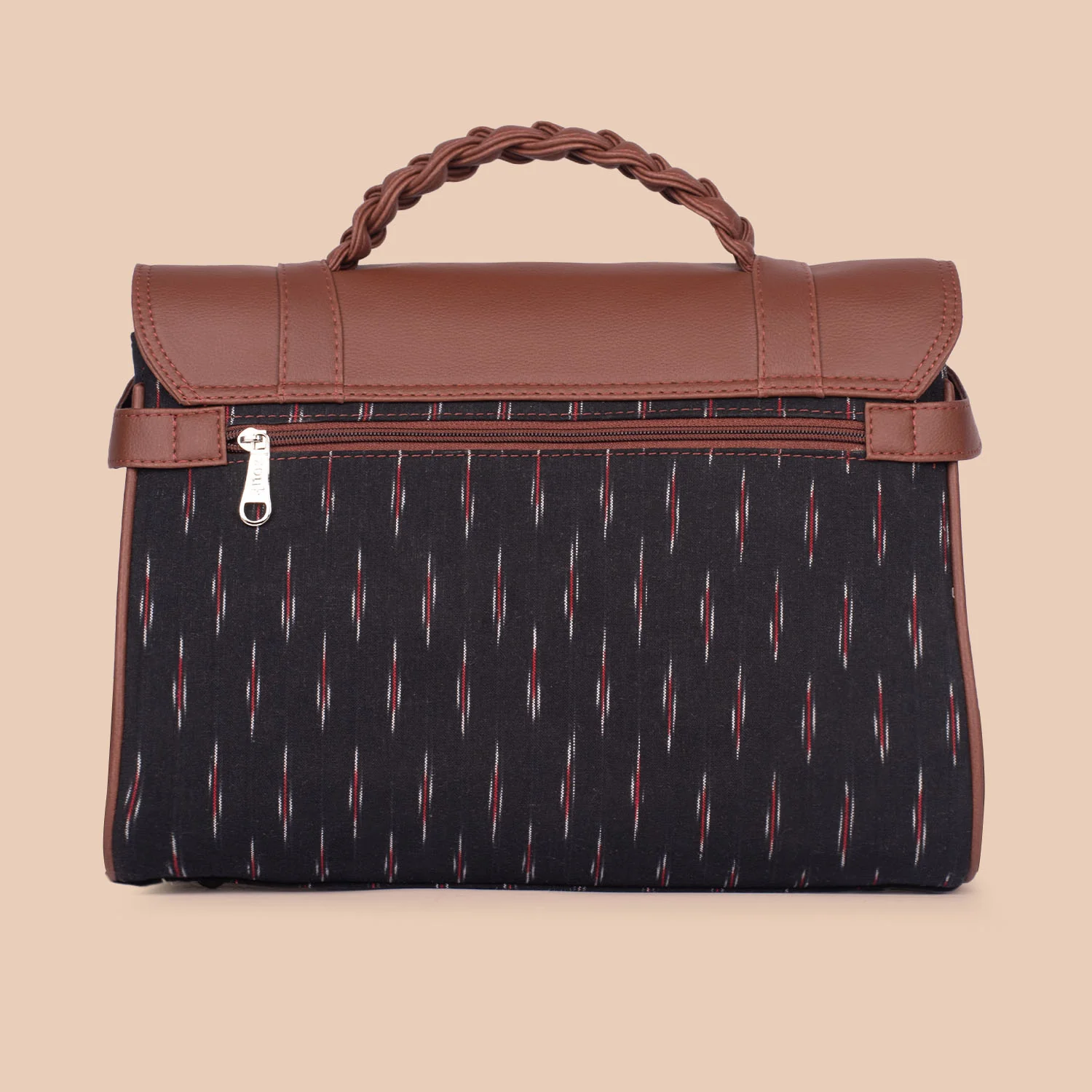 Konkona Heritage Satchel Bag - Ikat GreRed - Image 3
