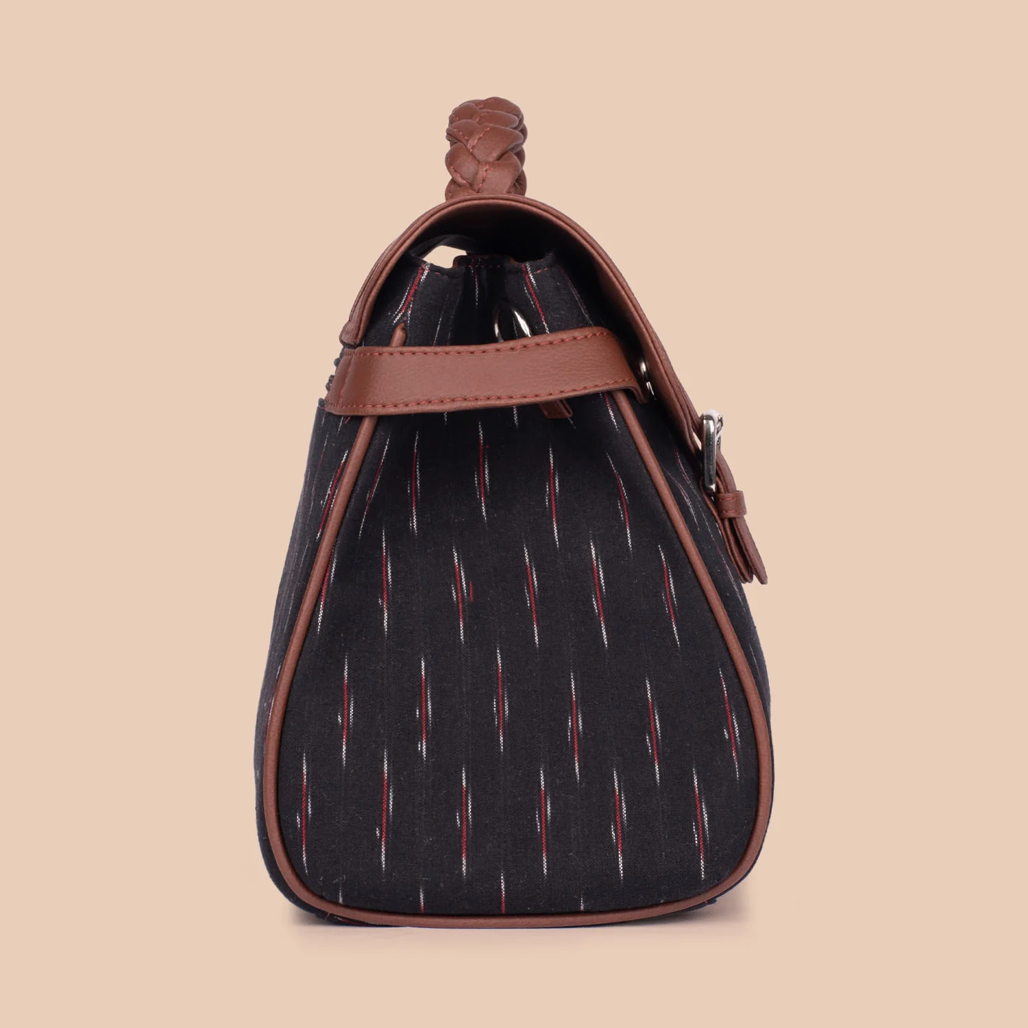 Konkona Heritage Satchel Bag - Ikat GreRed - Image 6
