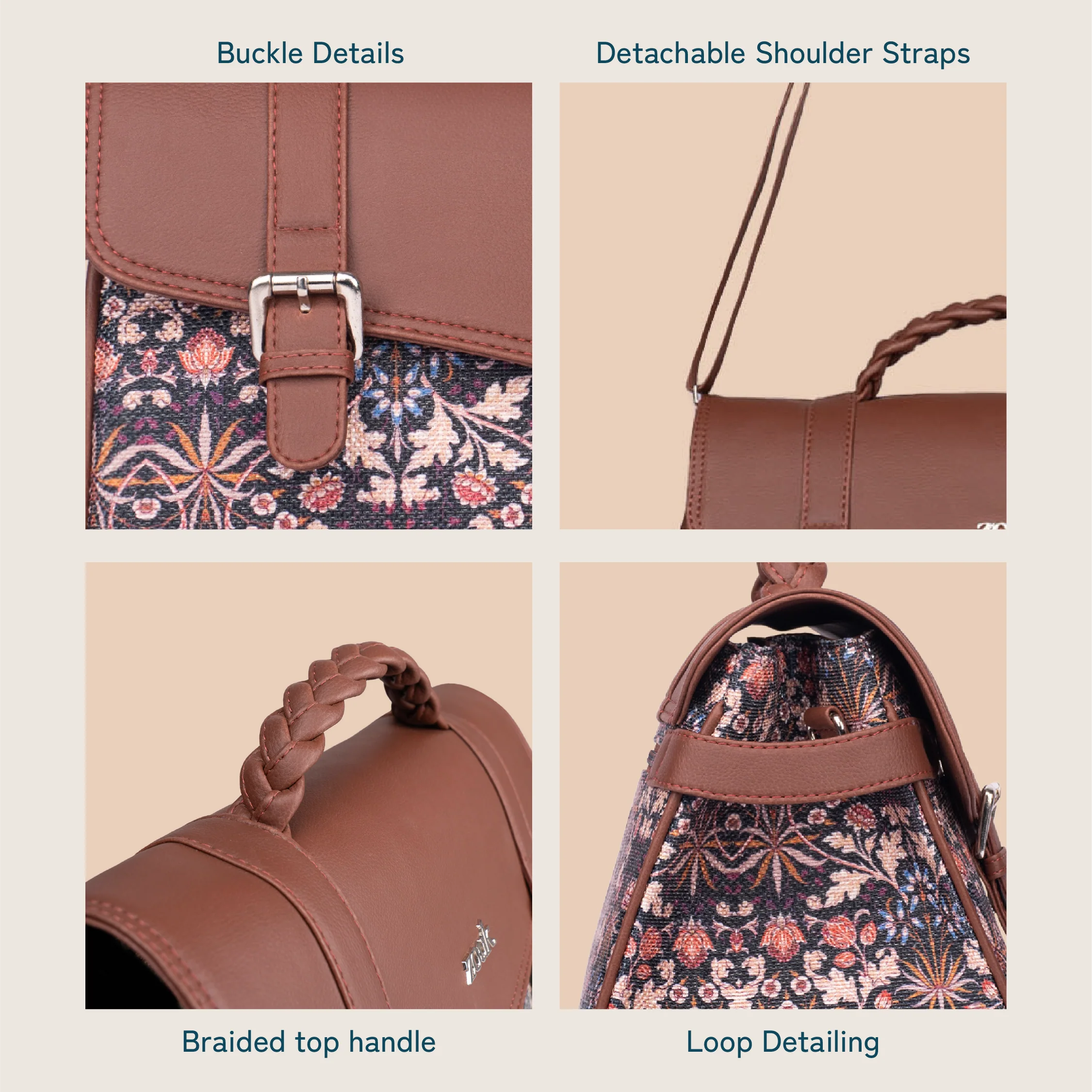 Konkona Heritage Satchel Bag - Kashmir Blooms - Image 6