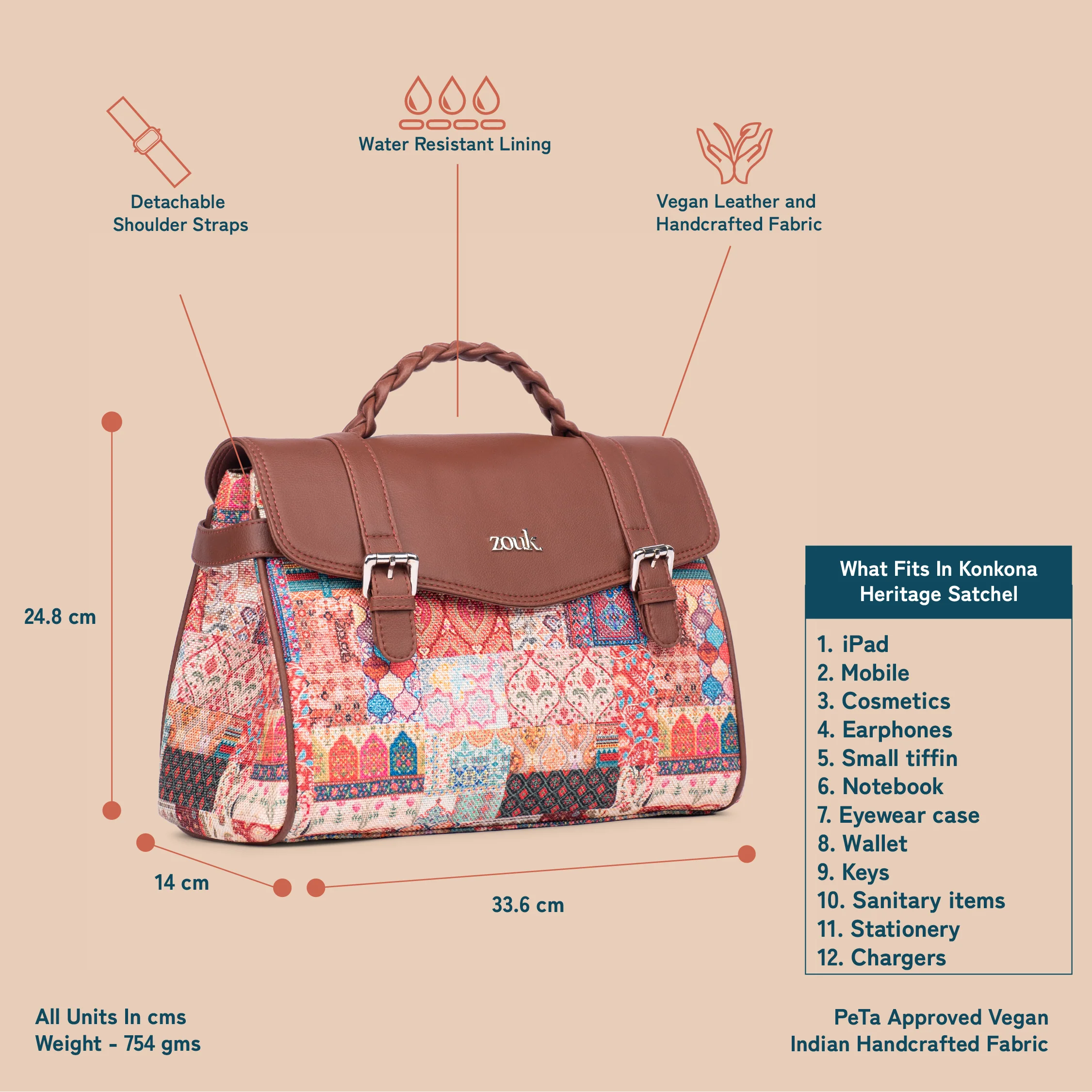 Konkona Heritage Satchel Bag - Kutch Gamthi - Image 3