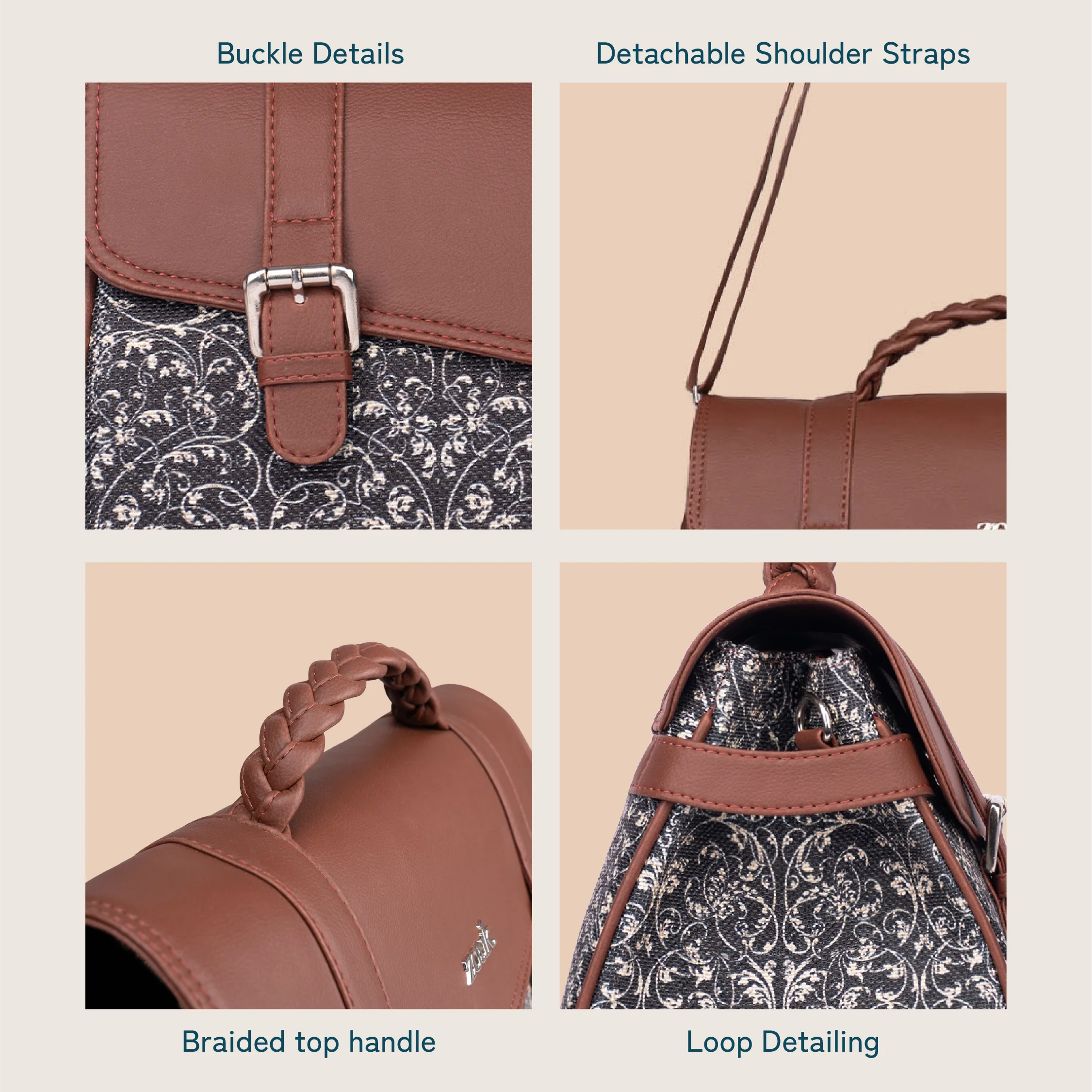 Konkona Heritage Satchel Bag - Lattice Lace - Image 6