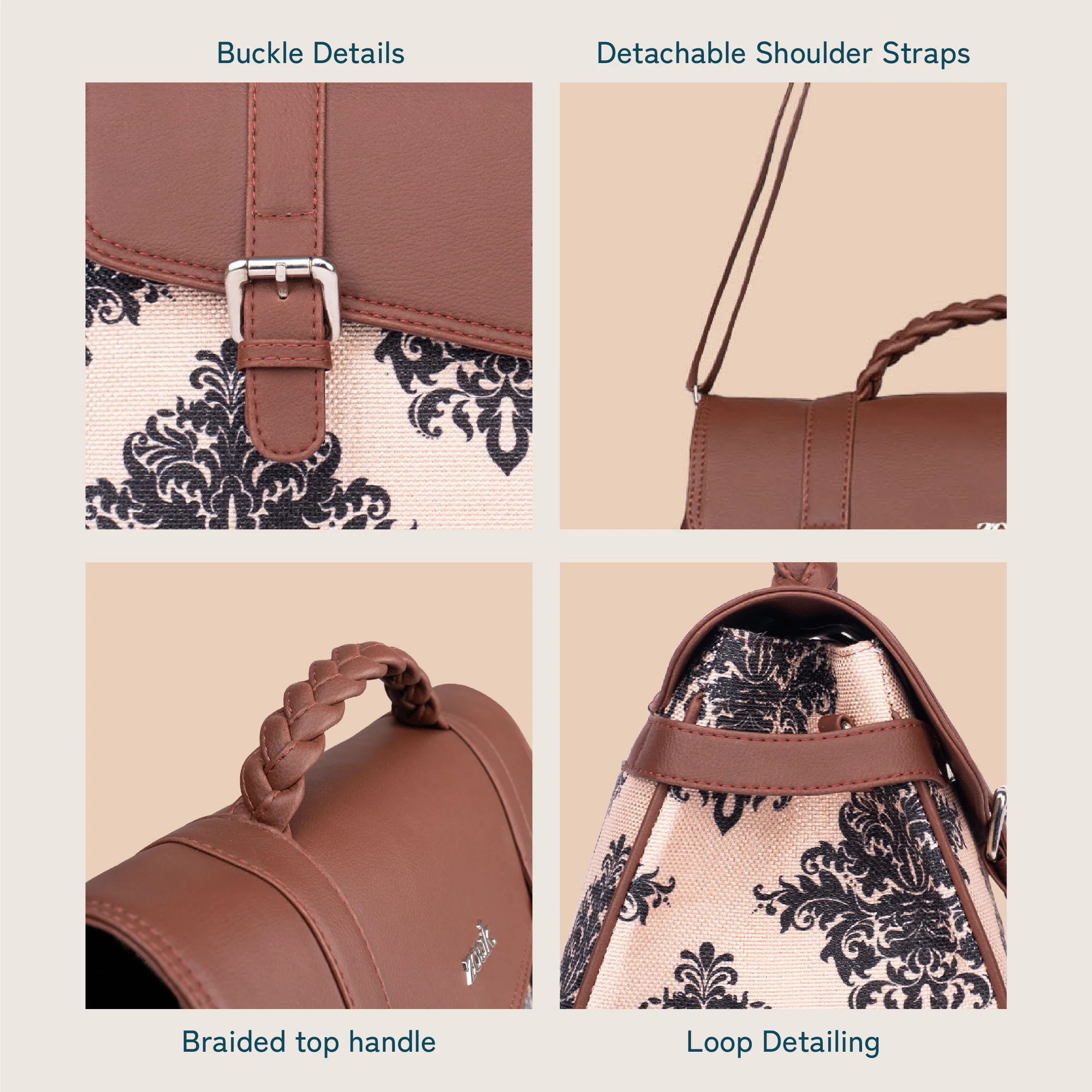 Konkona Heritage Satchel Bag - Mughal Motif - Image 6