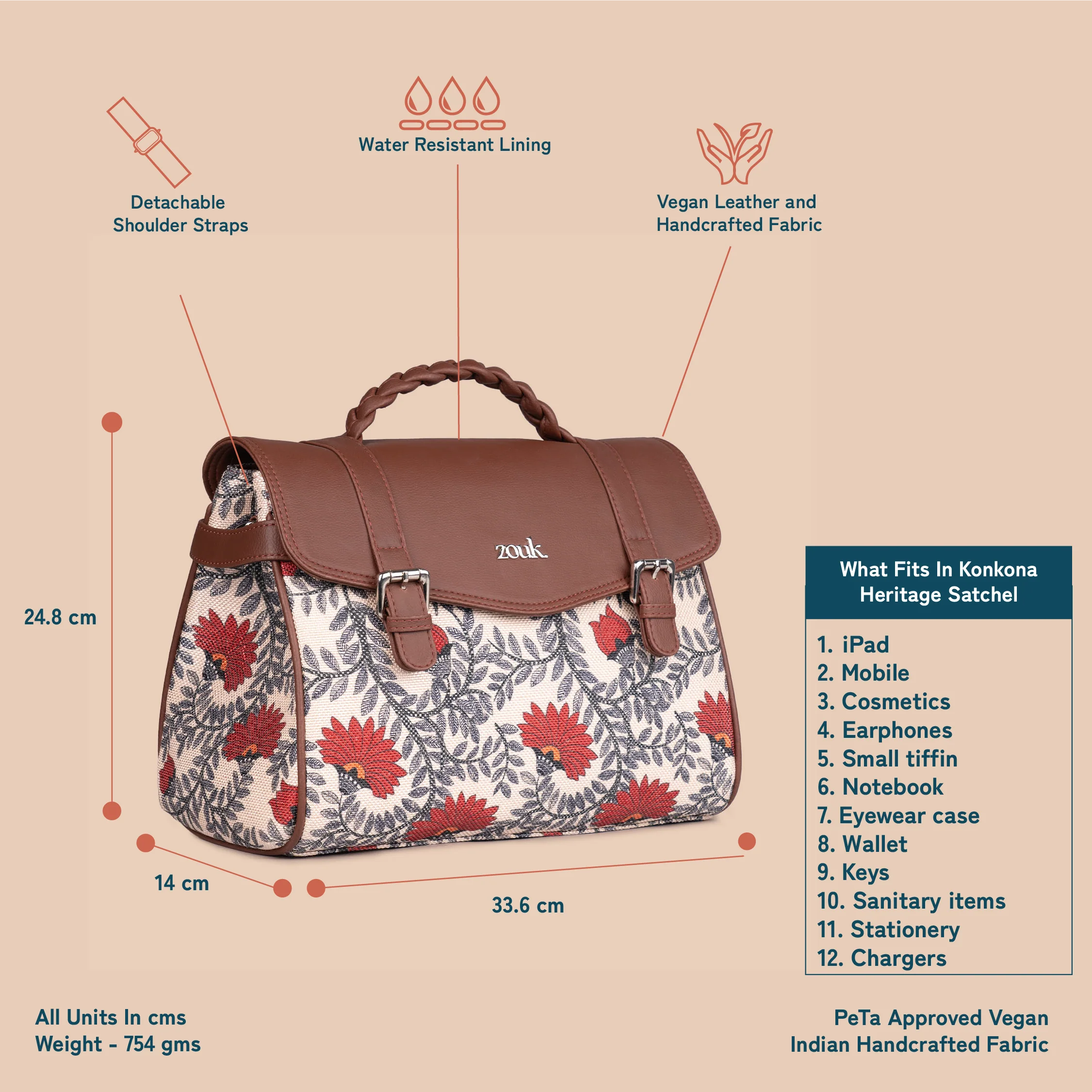 Konkona Heritage Satchel Bag - Nawabi Couture - Image 4
