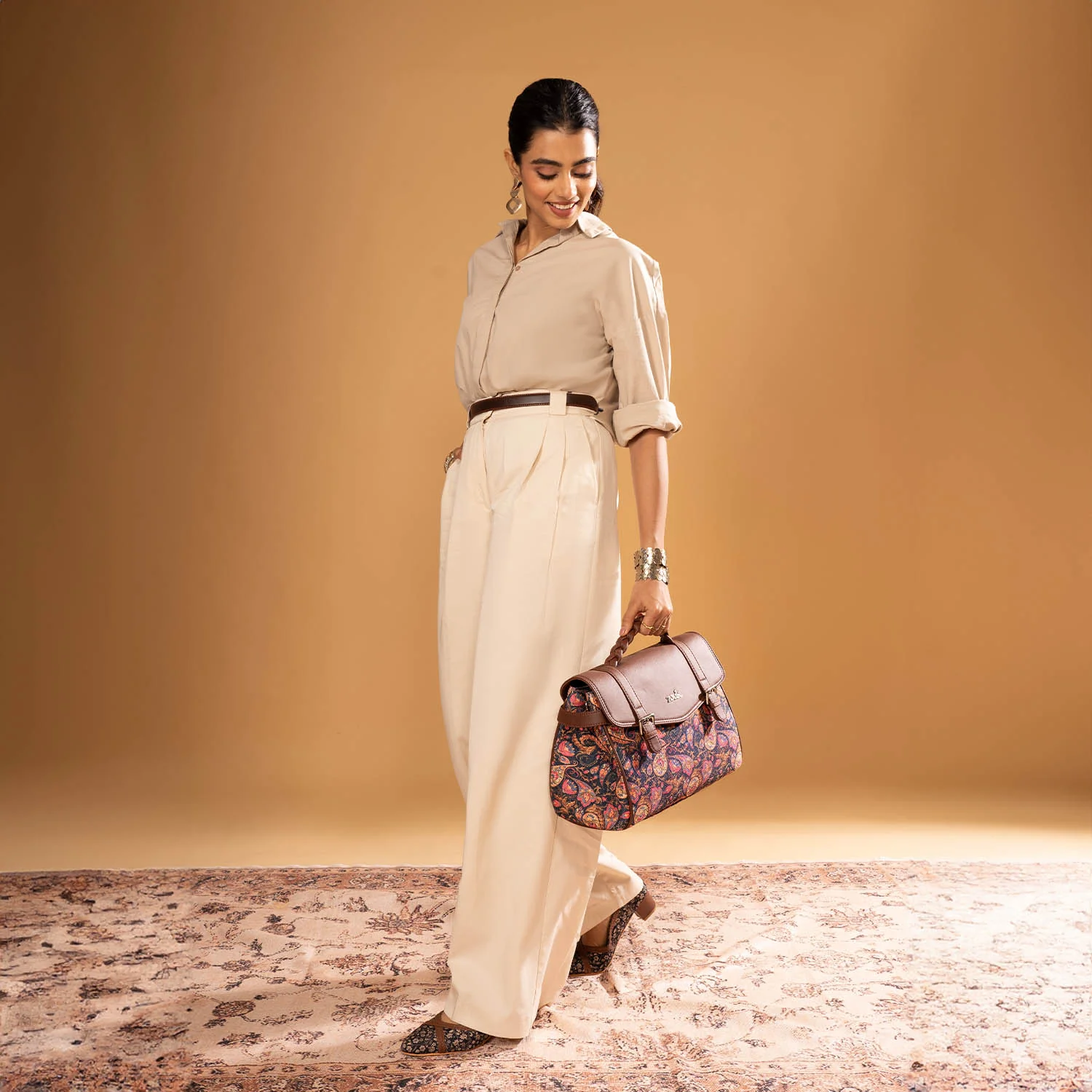 Konkona Heritage Satchel Bag - Paisley Print - Image 11