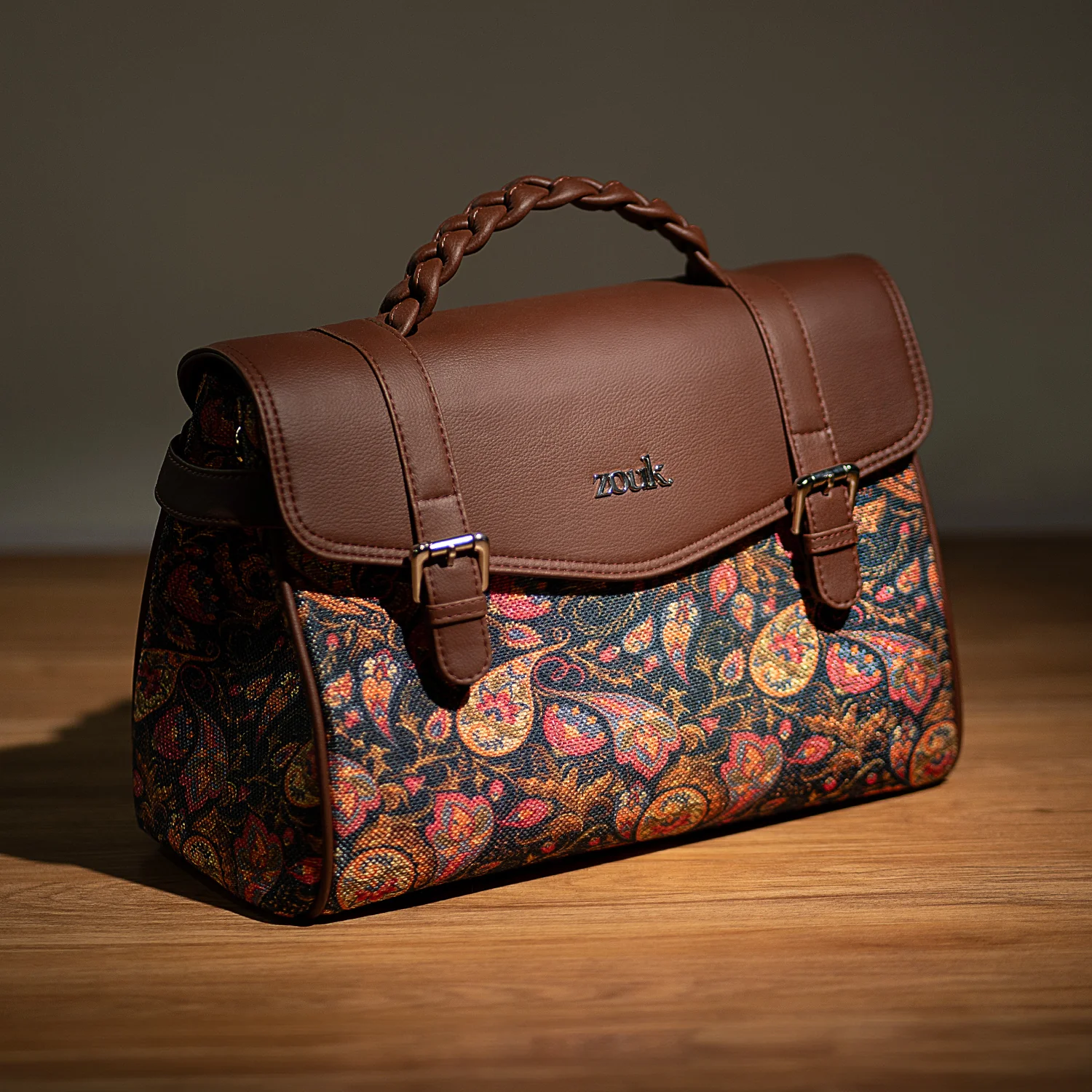 Konkona Heritage Satchel Bag - Paisley Print - Image 2