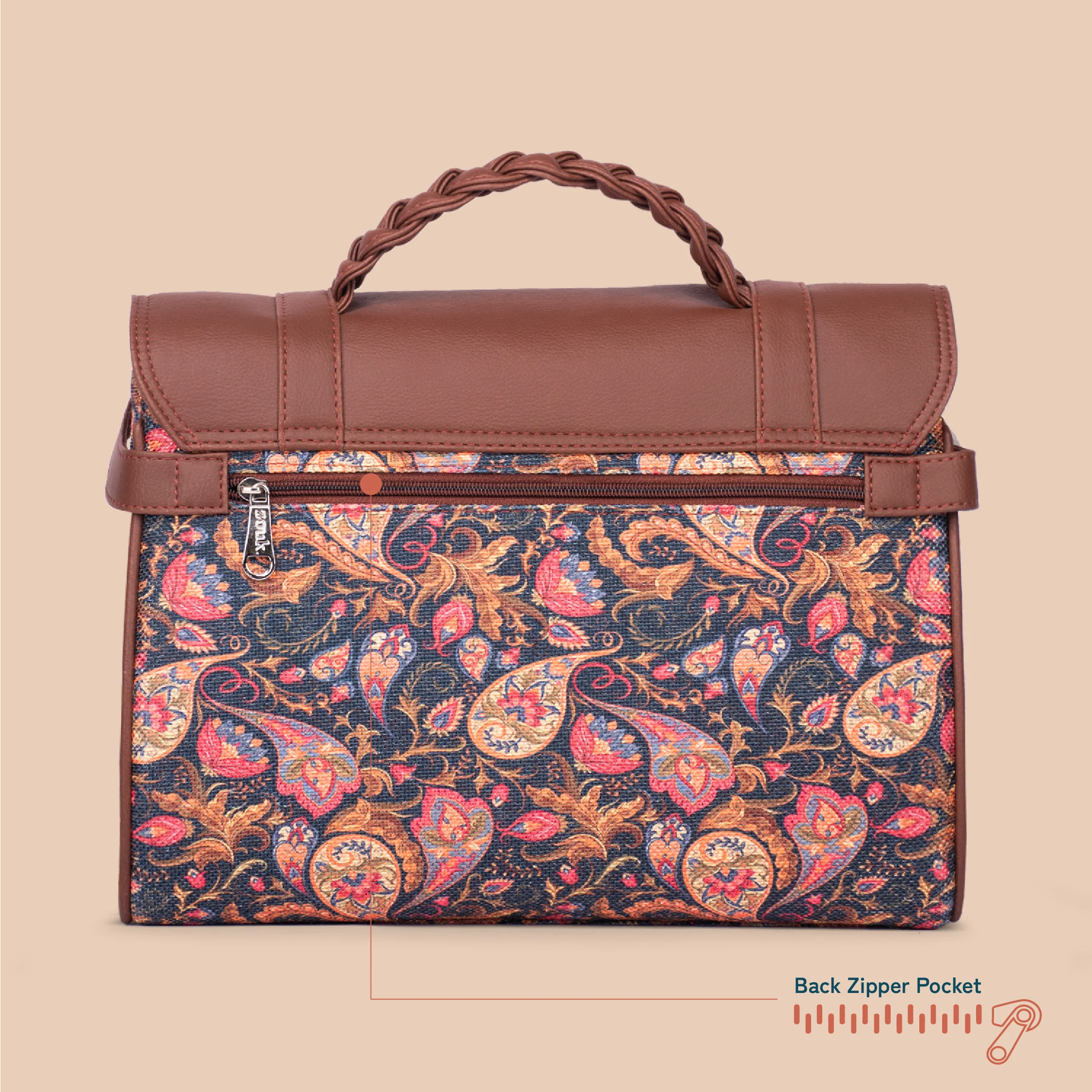 Konkona Heritage Satchel Bag - Paisley Print - Image 5