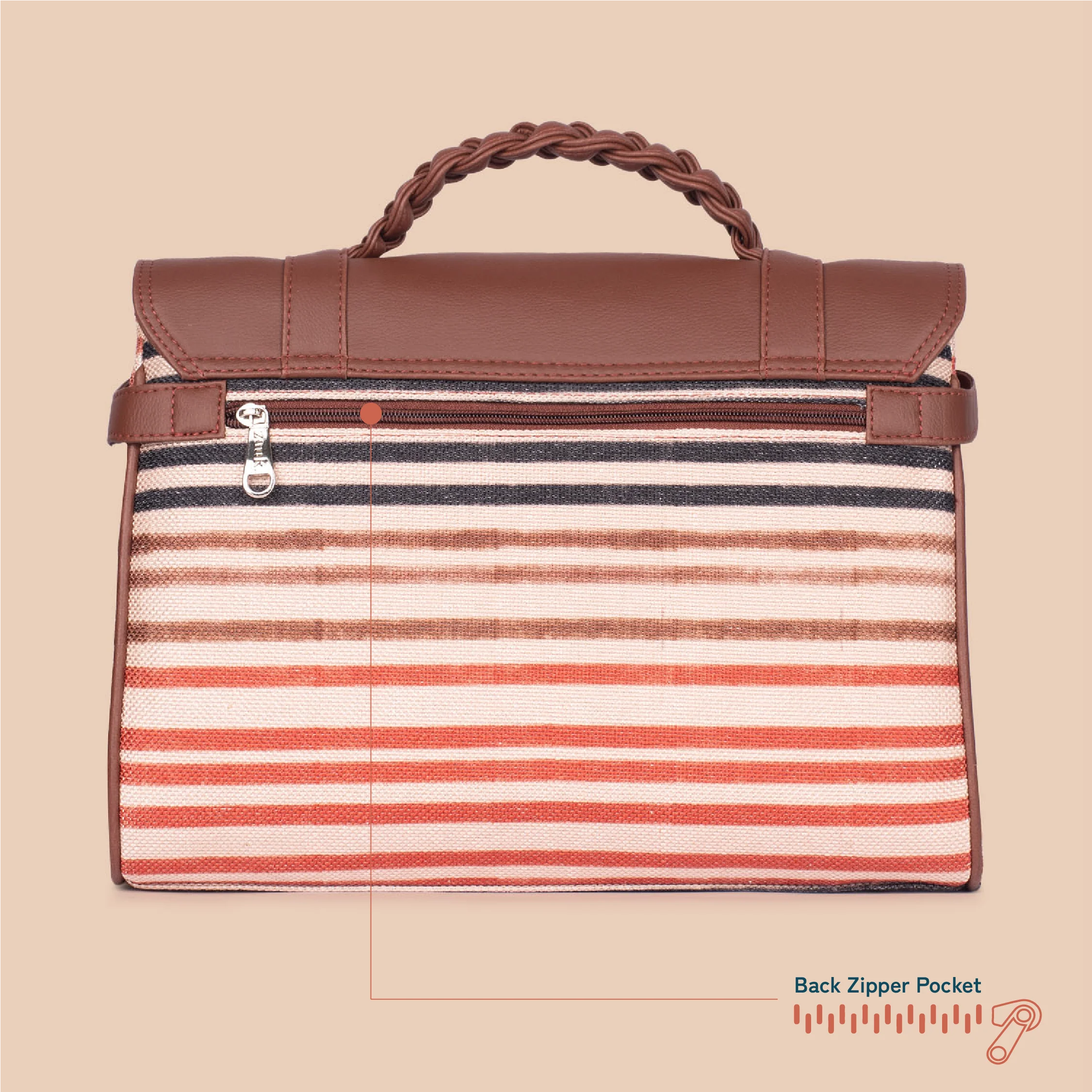 Konkona Heritage Satchel Bag - Qutub Stripes - Image 5