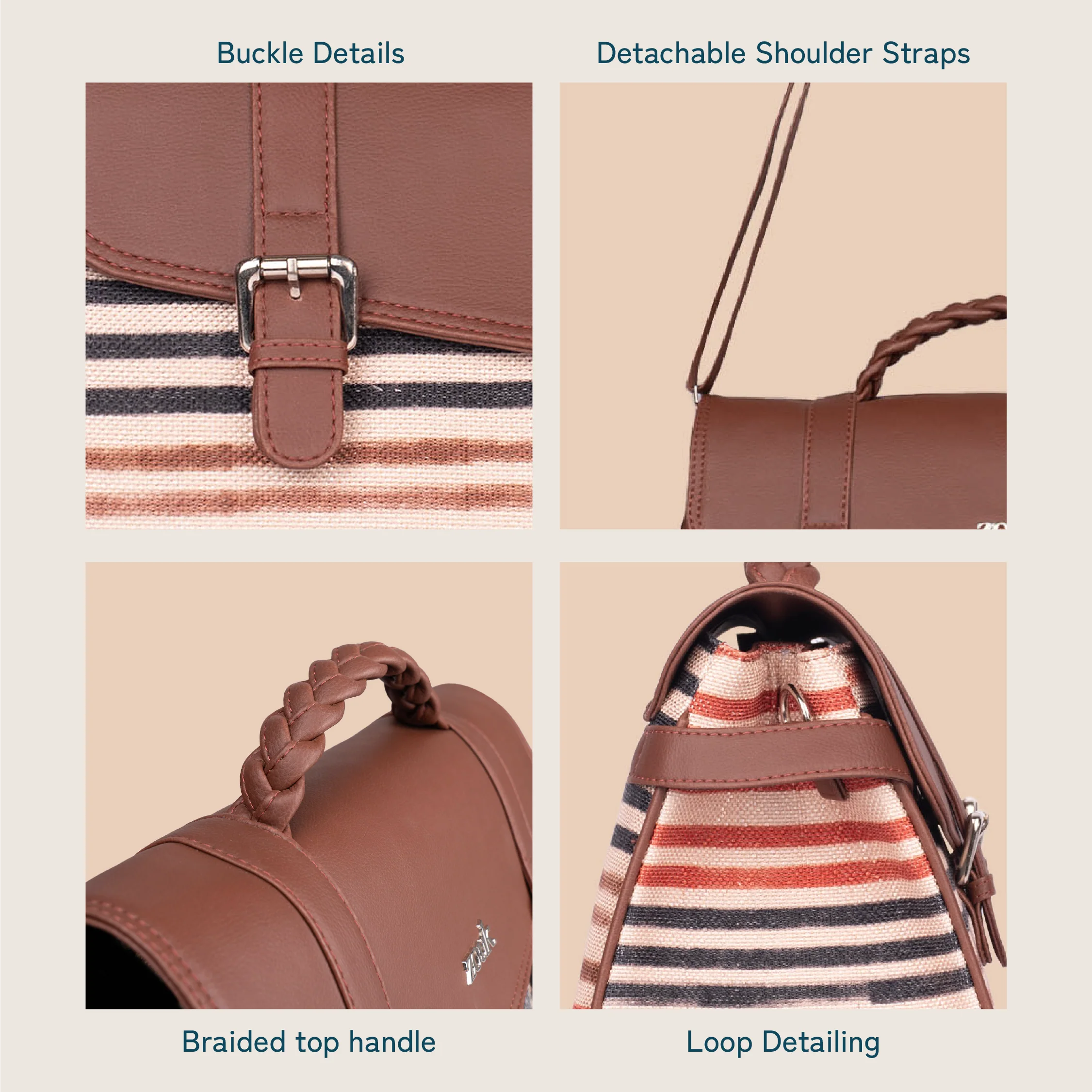 Konkona Heritage Satchel Bag - Qutub Stripes - Image 8