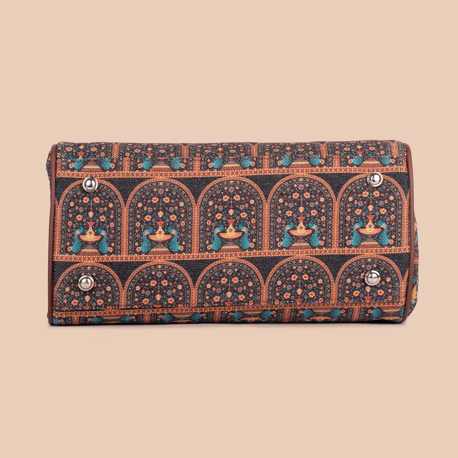 Konkona Heritage Satchel Bag - Royal Indian Peacock Motif - Image 9