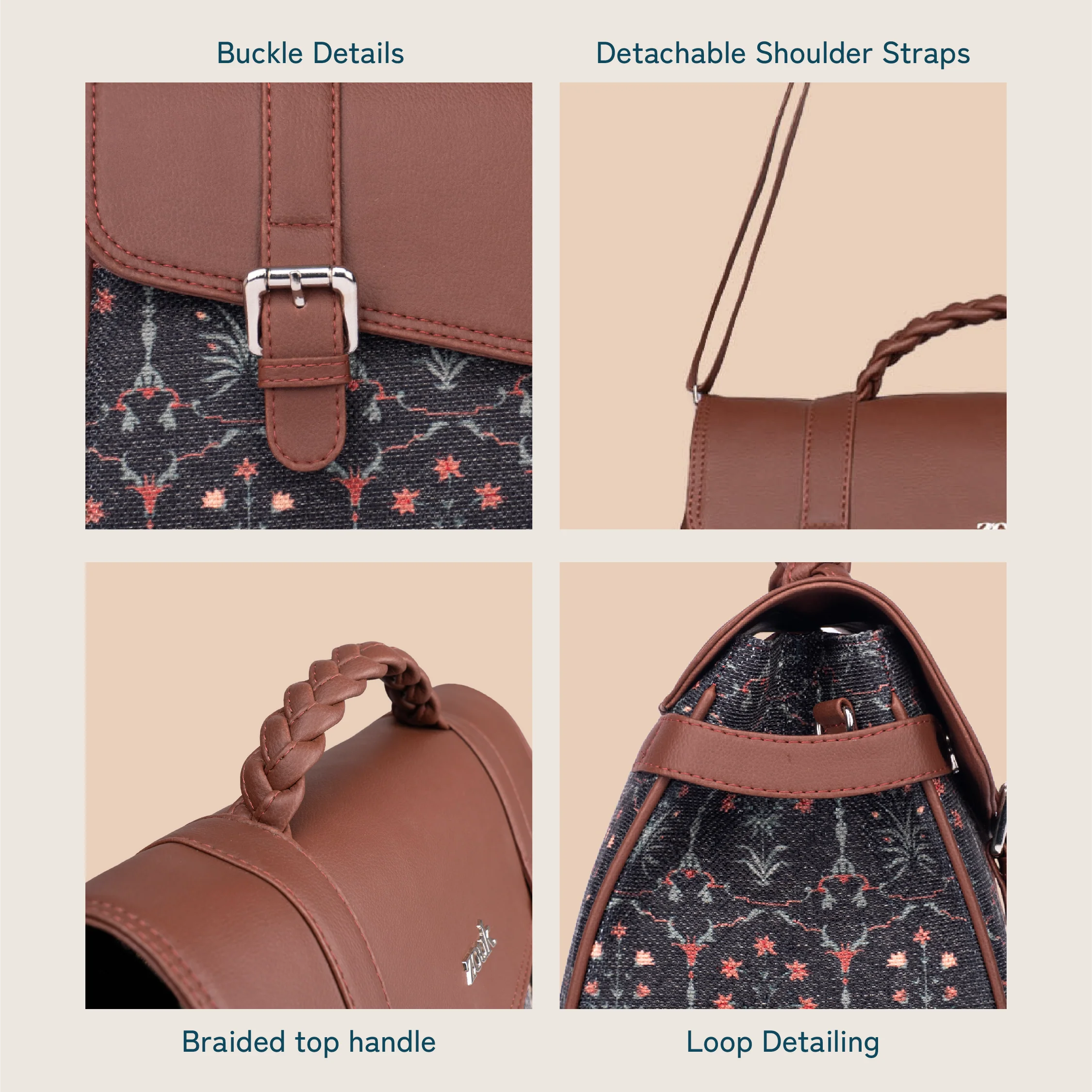 Konkona Heritage Satchel Bag - Taj Guldasta - Image 8
