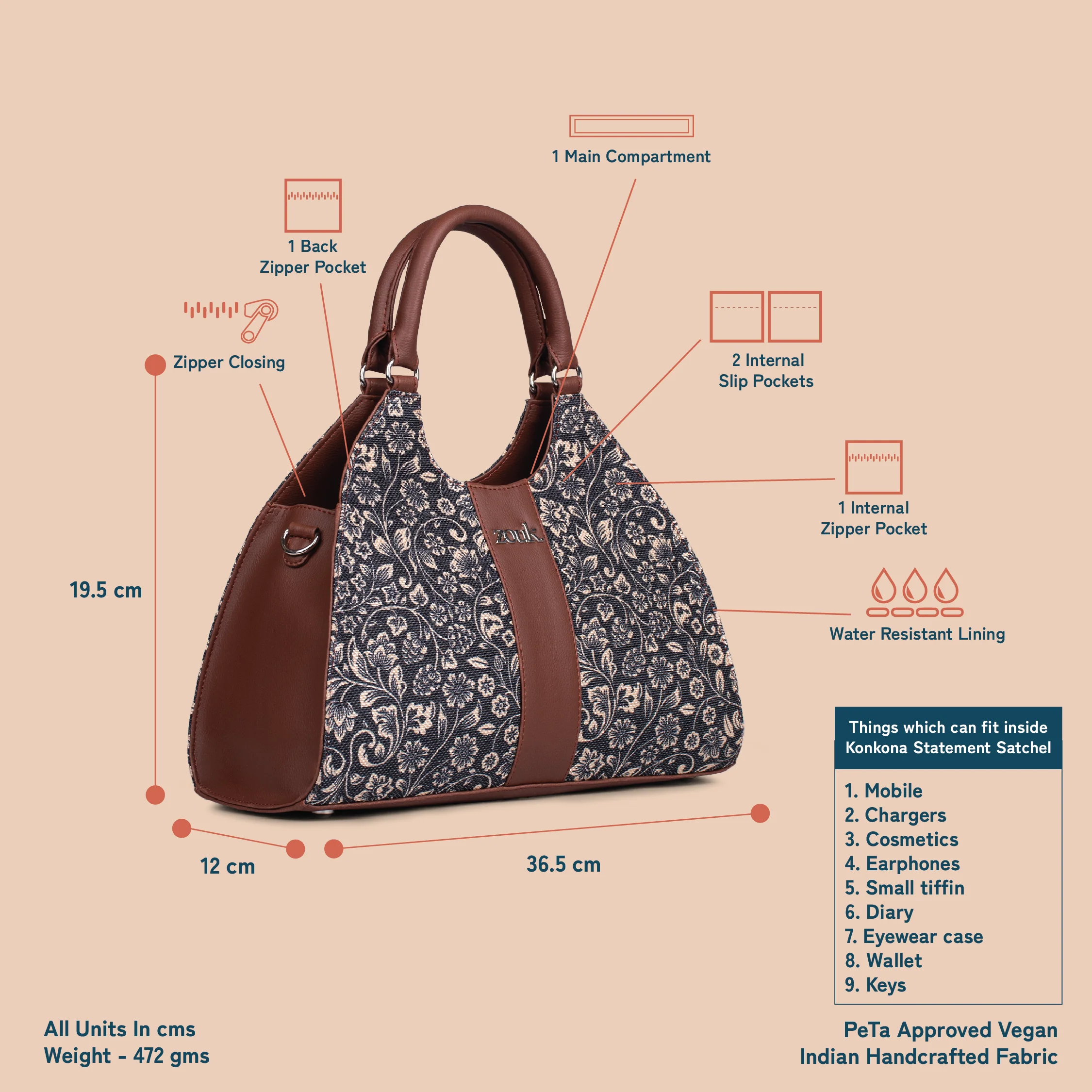 Konkona Statement Satchel Bag - FloMotif - Image 5