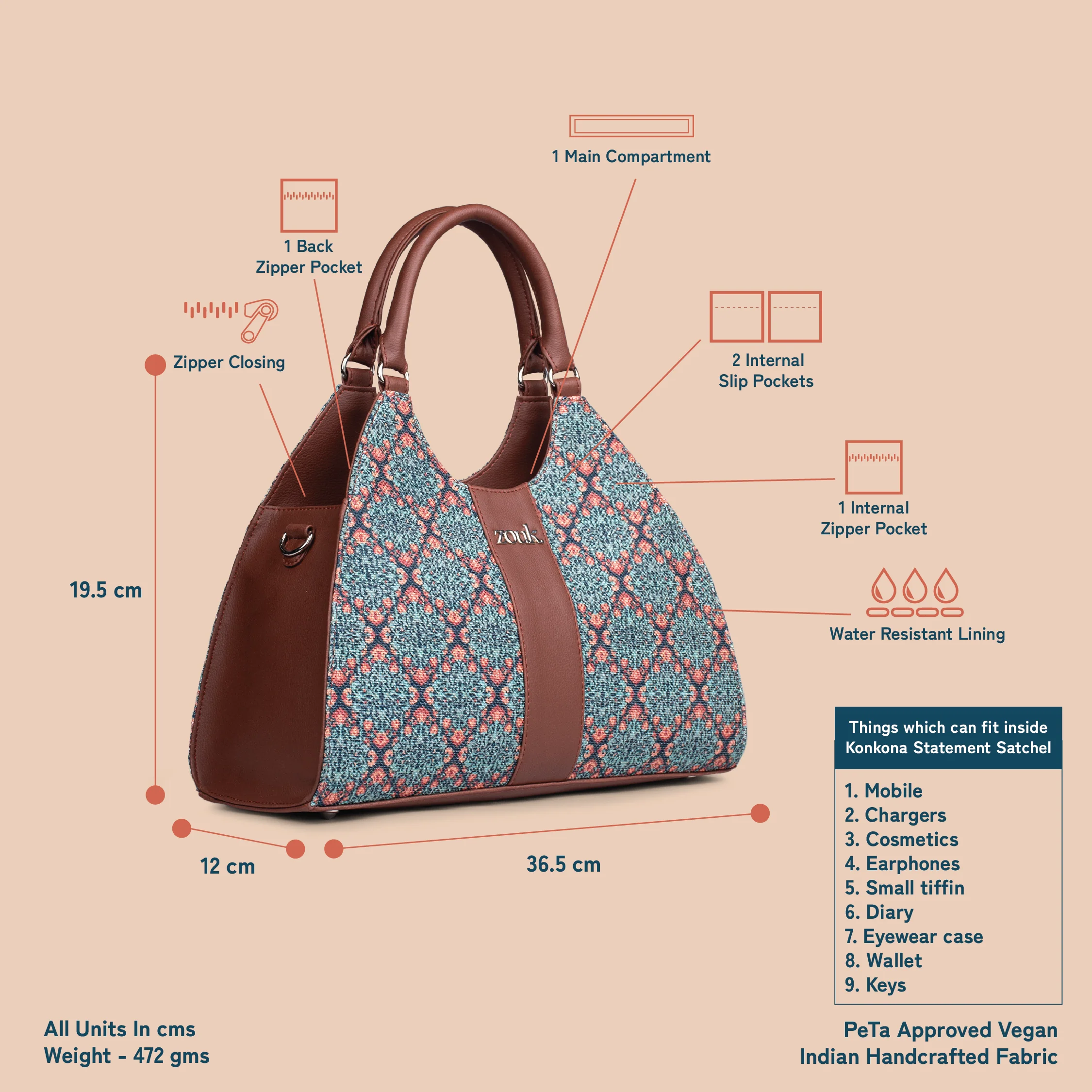 Konkona Statement Satchel Bag - Kolkata Nouveau - Image 5