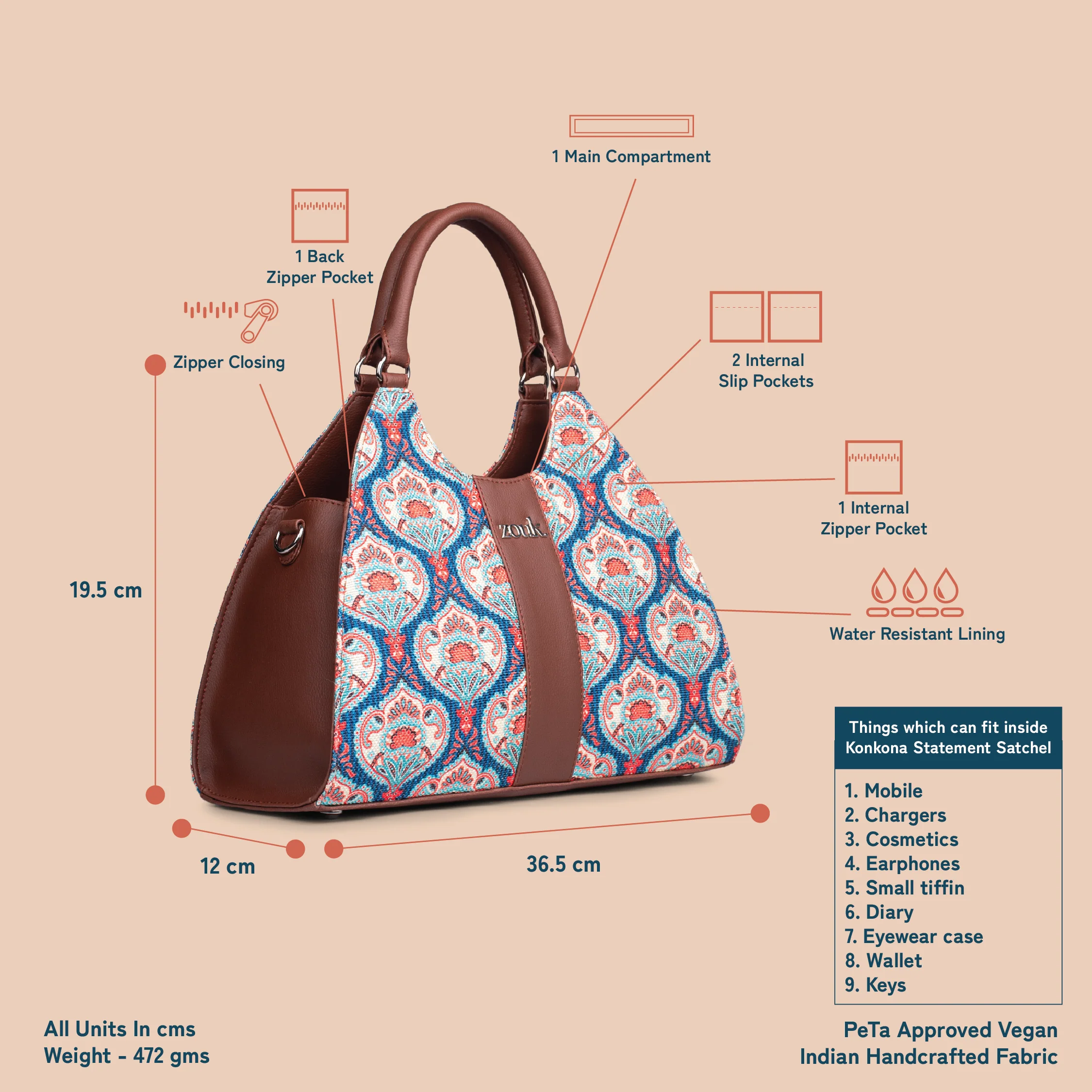 Konkona Statement Satchel Bag - Kovil Blue - Image 5