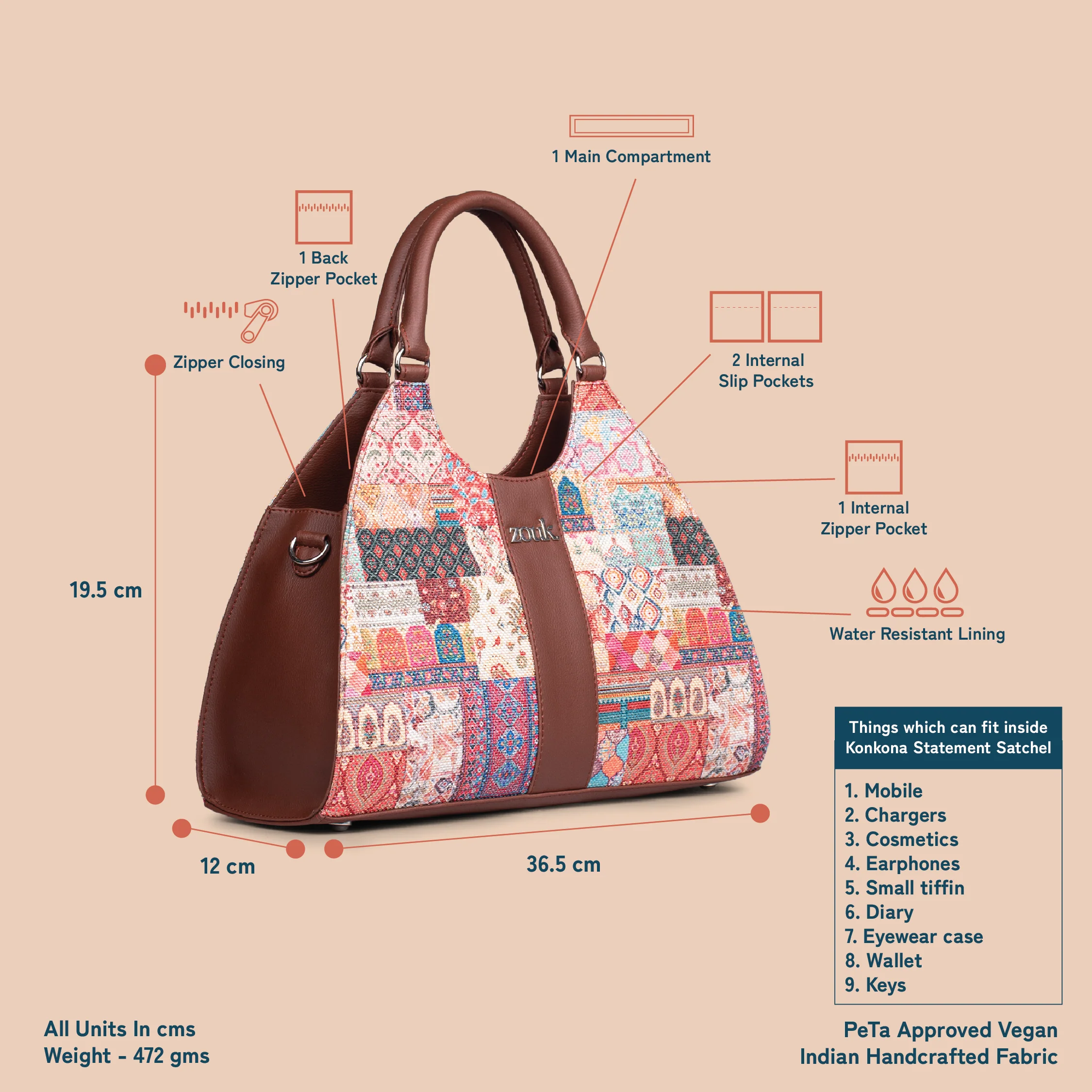 Konkona Statement Satchel Bag - Kutch Gamthi - Image 5
