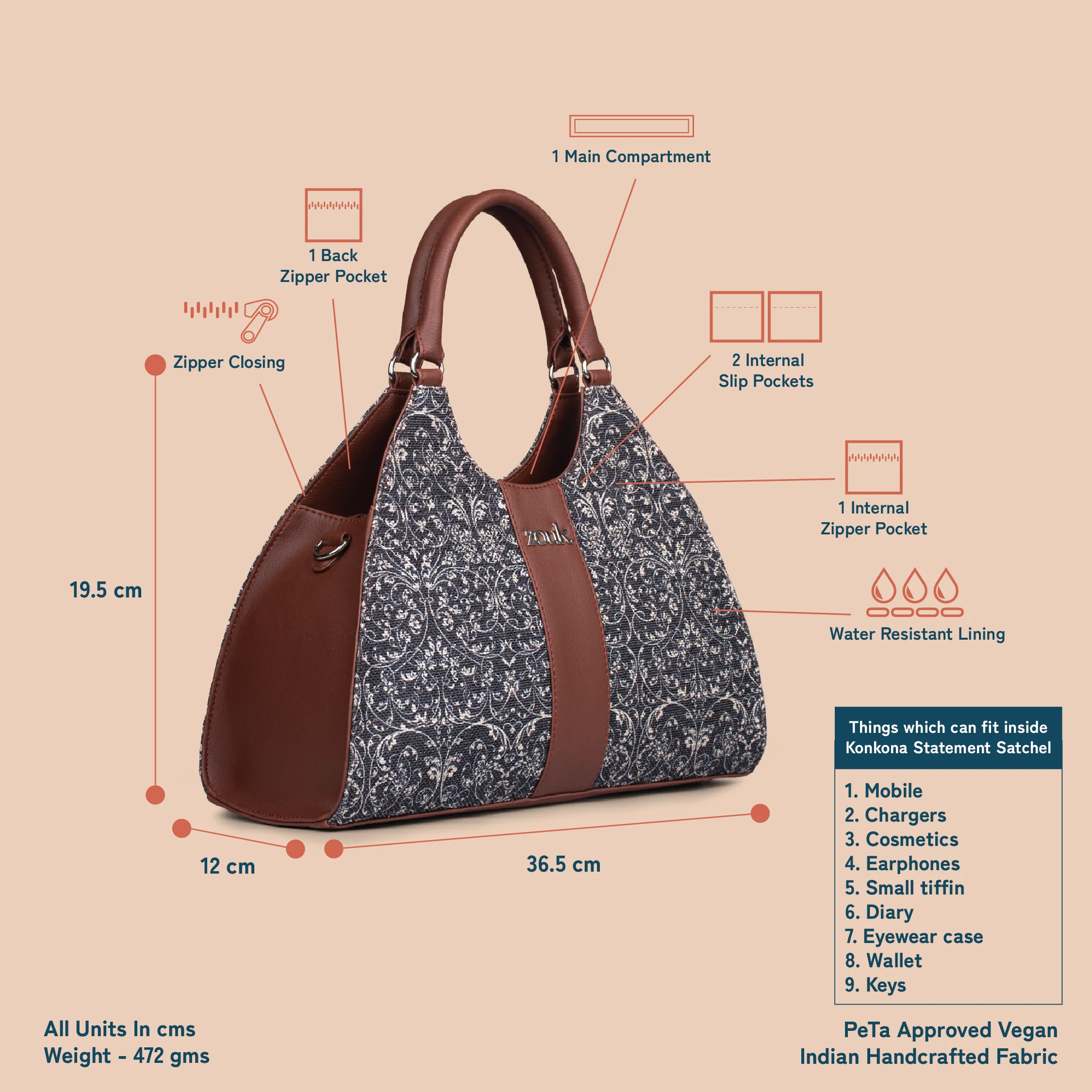 Konkona Statement Satchel Bag - Lattice Lace - Image 5