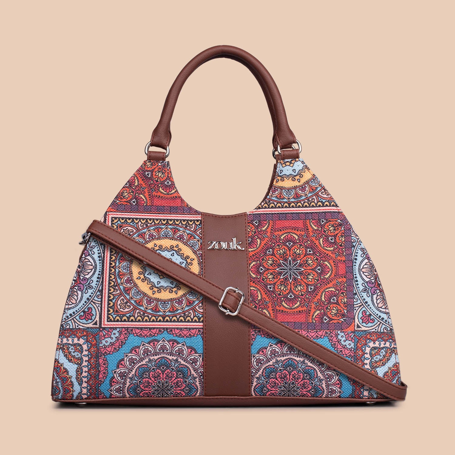 Konkona Statement Satchel Bag - Multicolor Mandala Print - Image 3