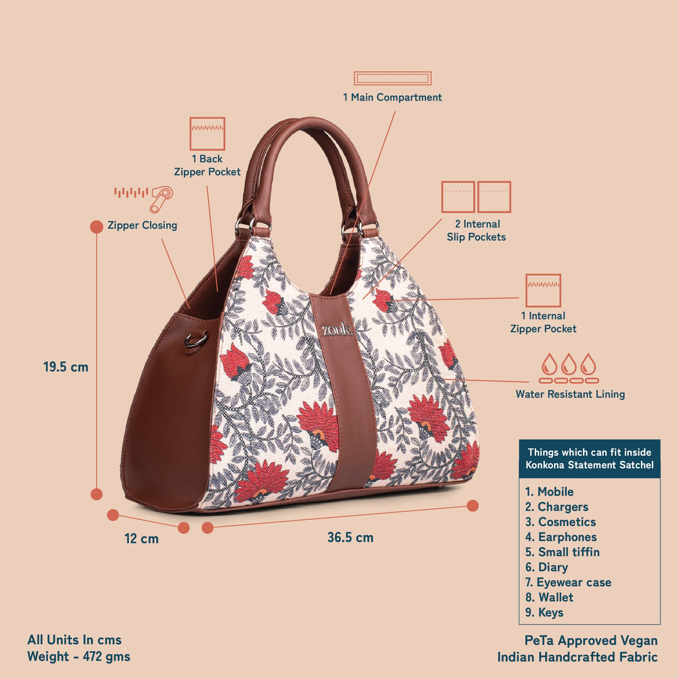 Konkona Statement Satchel Bag - Nawabi Couture - Image 5