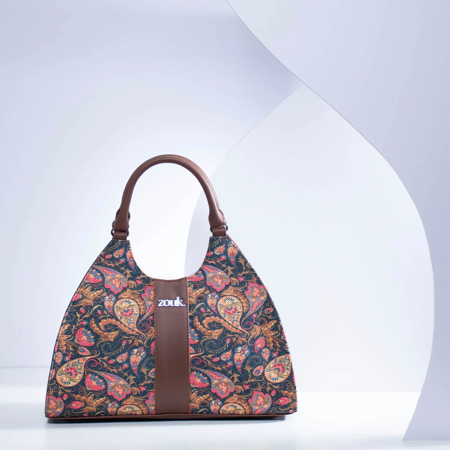 Konkona Statement Satchel Bag - Paisley Print - Image 2