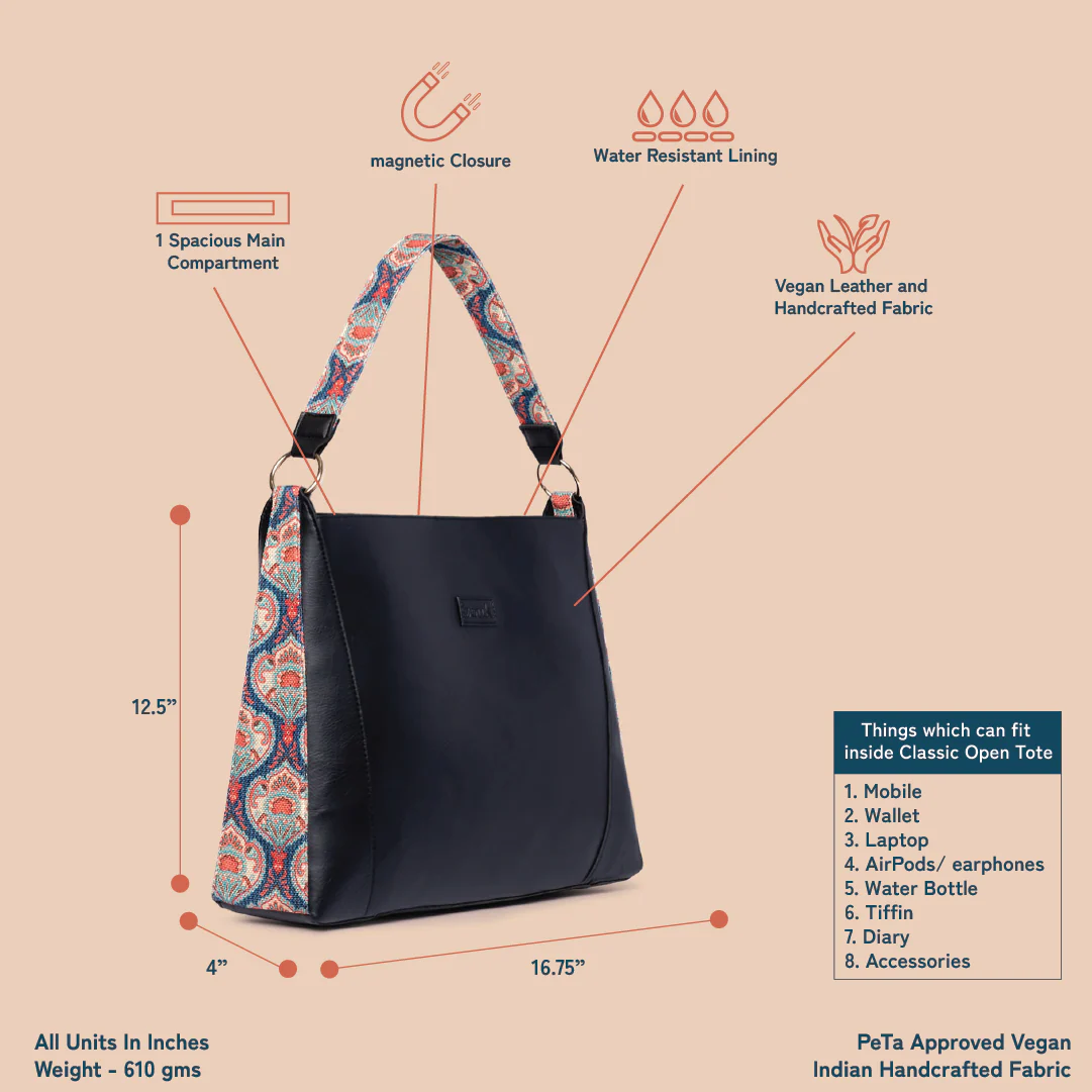 Kovil Blue Classic Open Tote - Image 4