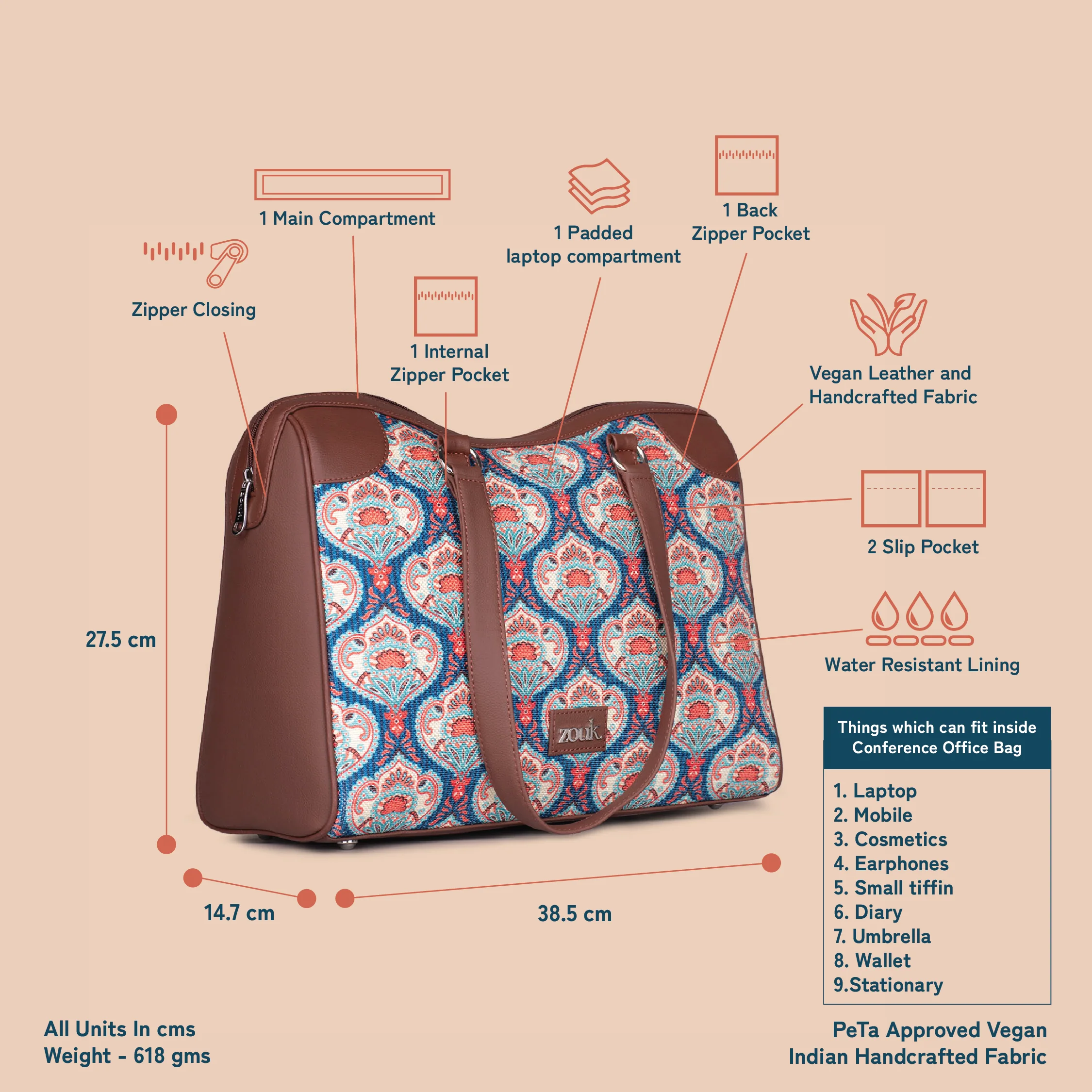 Kovil Blue Conference Office Bag - Image 5