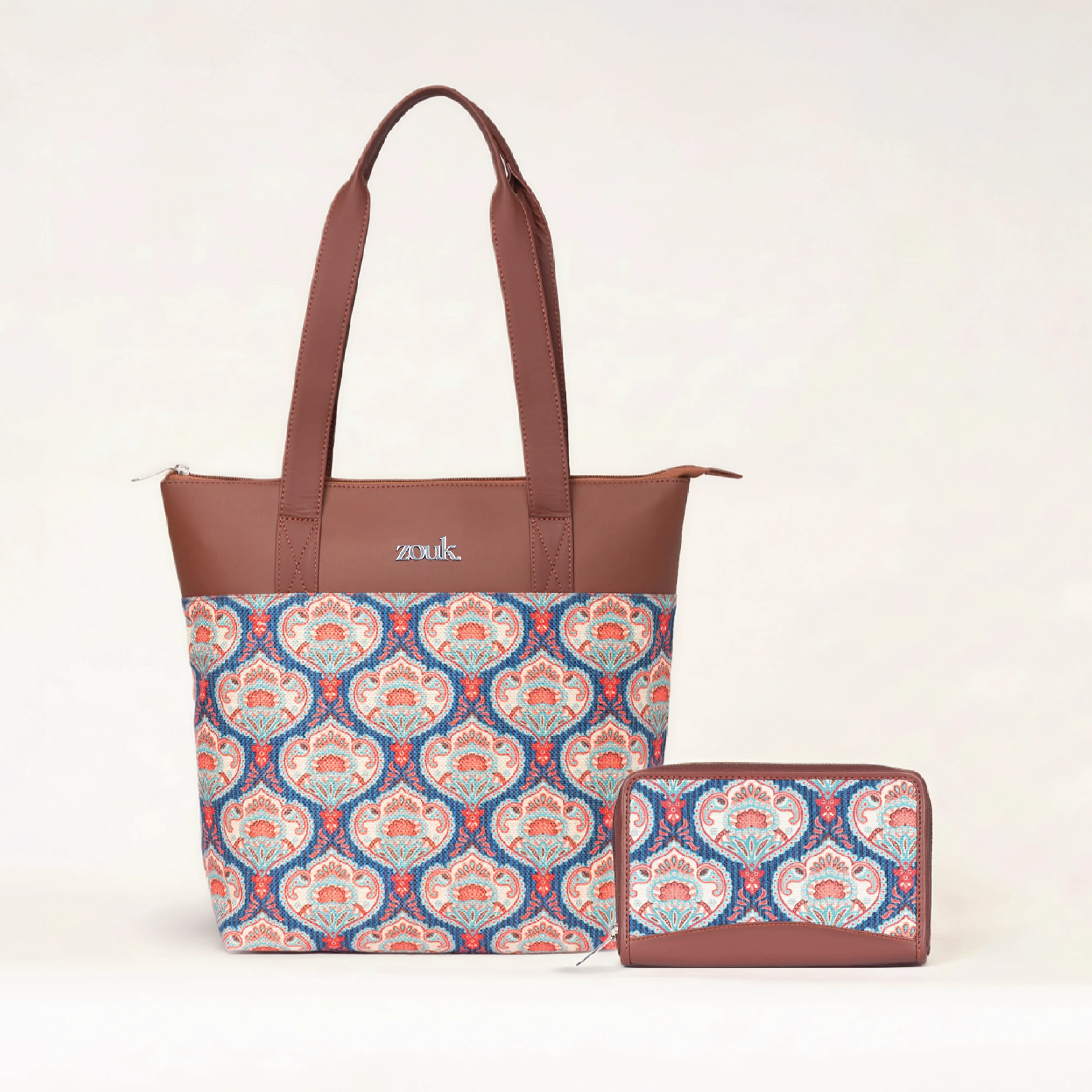 Kovil Blue Everyday Tote Bag & Chain Wallet Combo