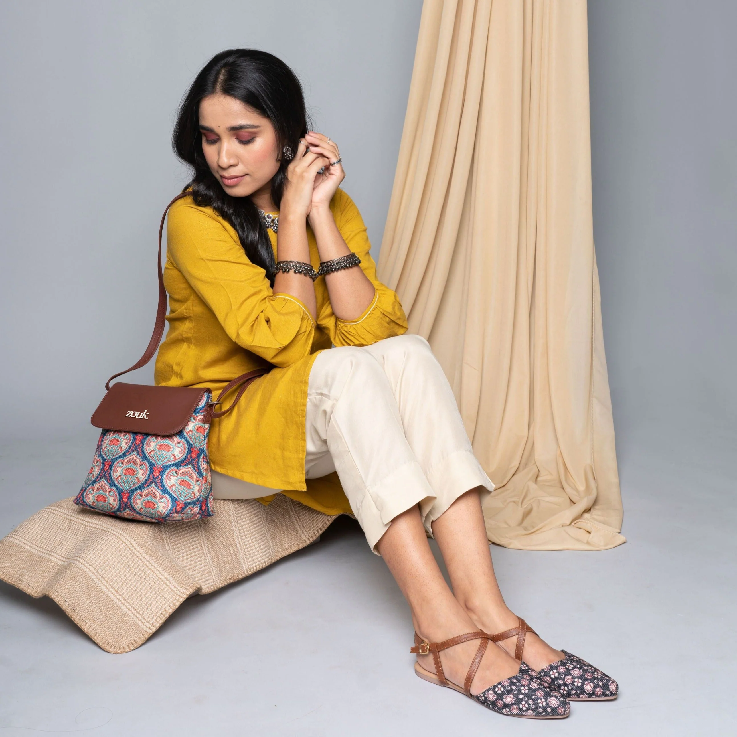 Kovil Blue Flap Sling Bag - Image 2