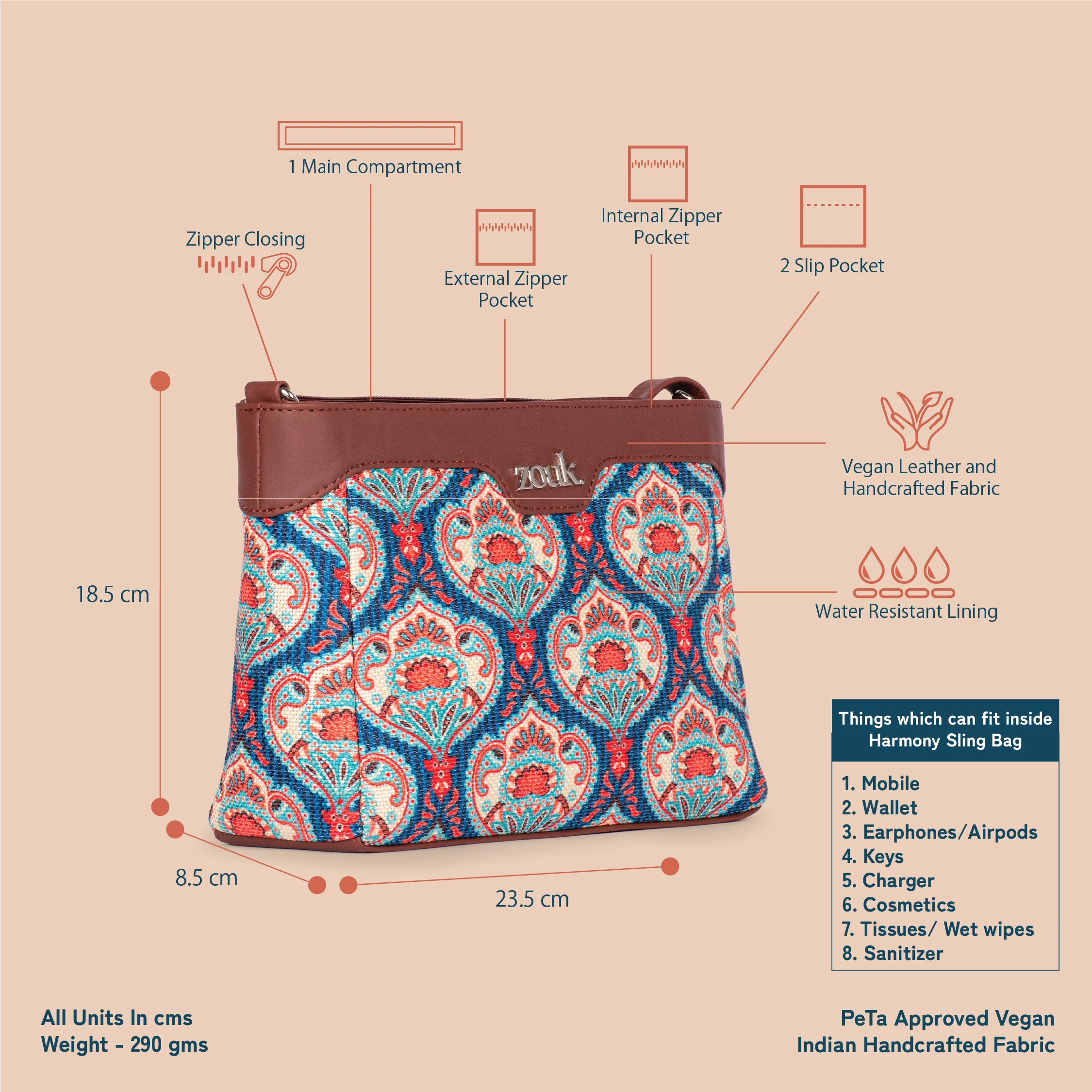 Kovil Blue Harmony Sling Bag - Image 4
