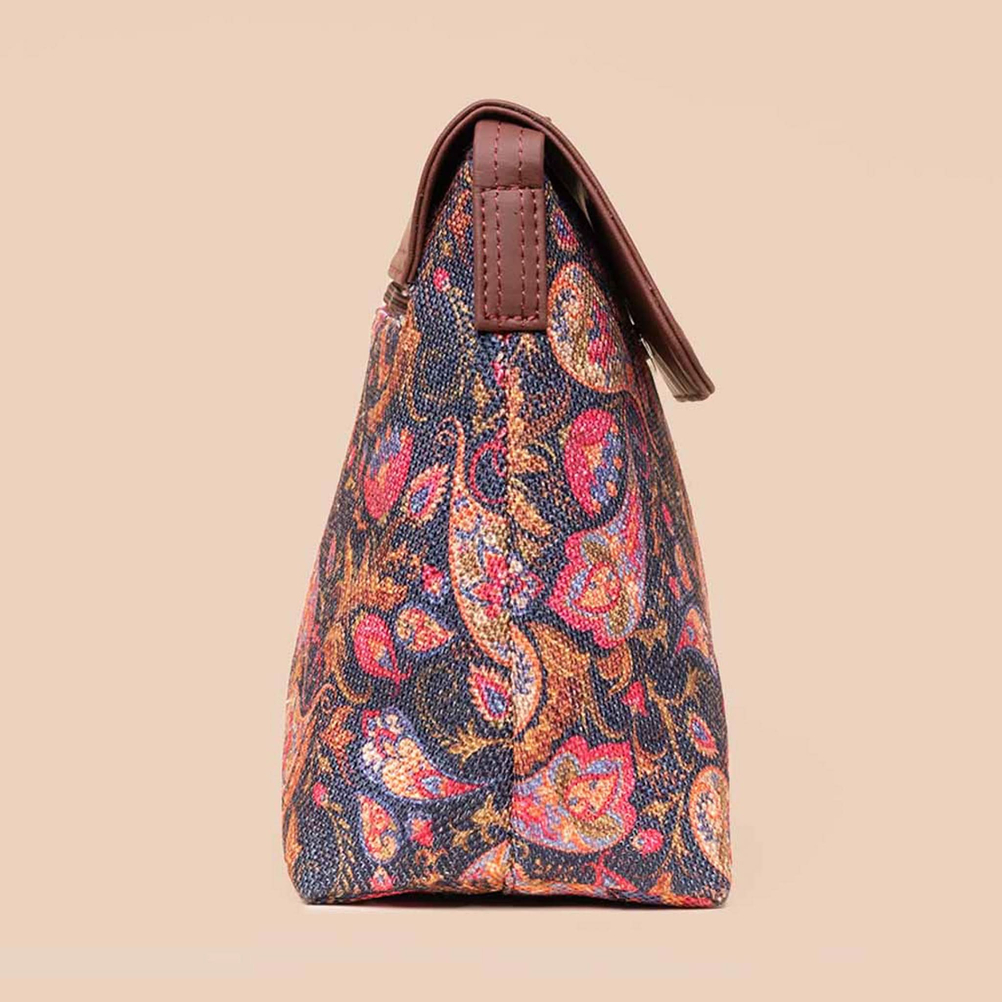 Kovil Blue & Paisley Print - SAK Satchel & Flap Sling Bag Combo - Image 8