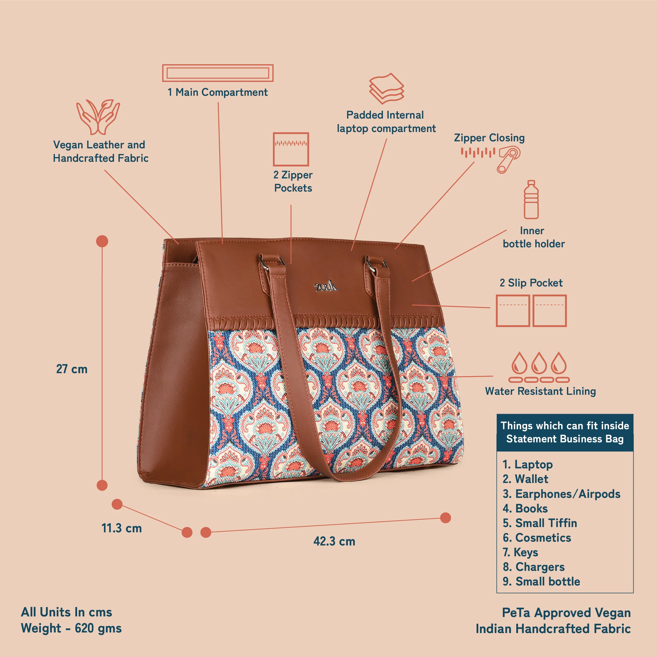 Kovil Blue Statement Business Bag - Image 5